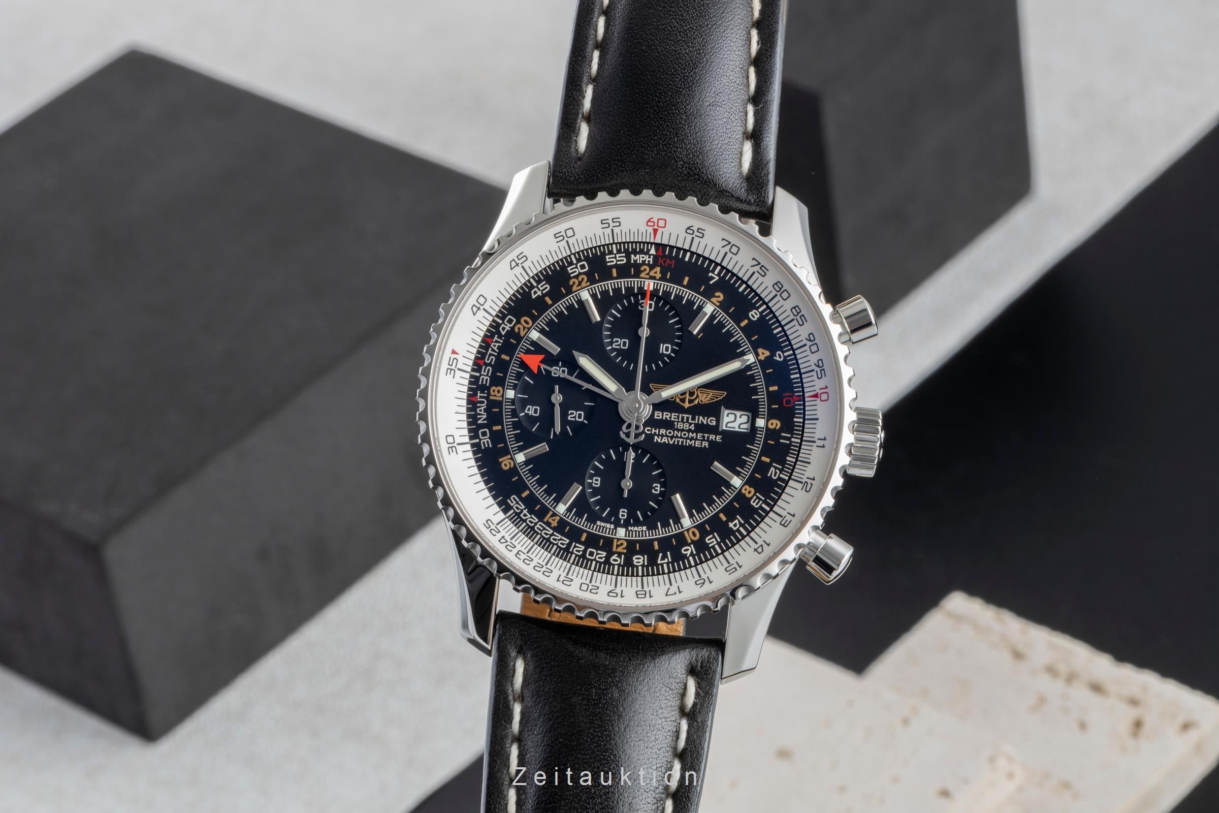 Breitling Navitimer World steel automatic Kal. B27 Ref. A2432212