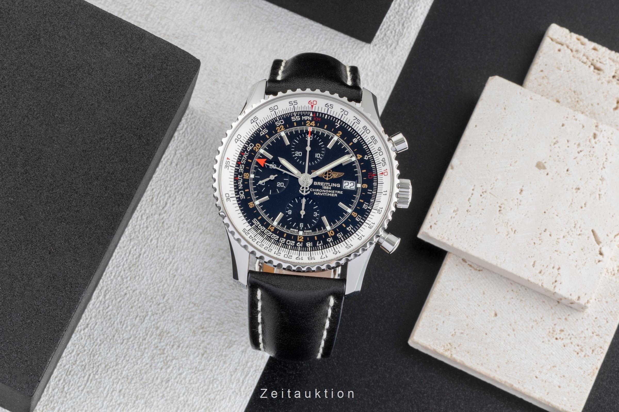 Breitling Navitimer World steel automatic Kal. B27 Ref. A2432212