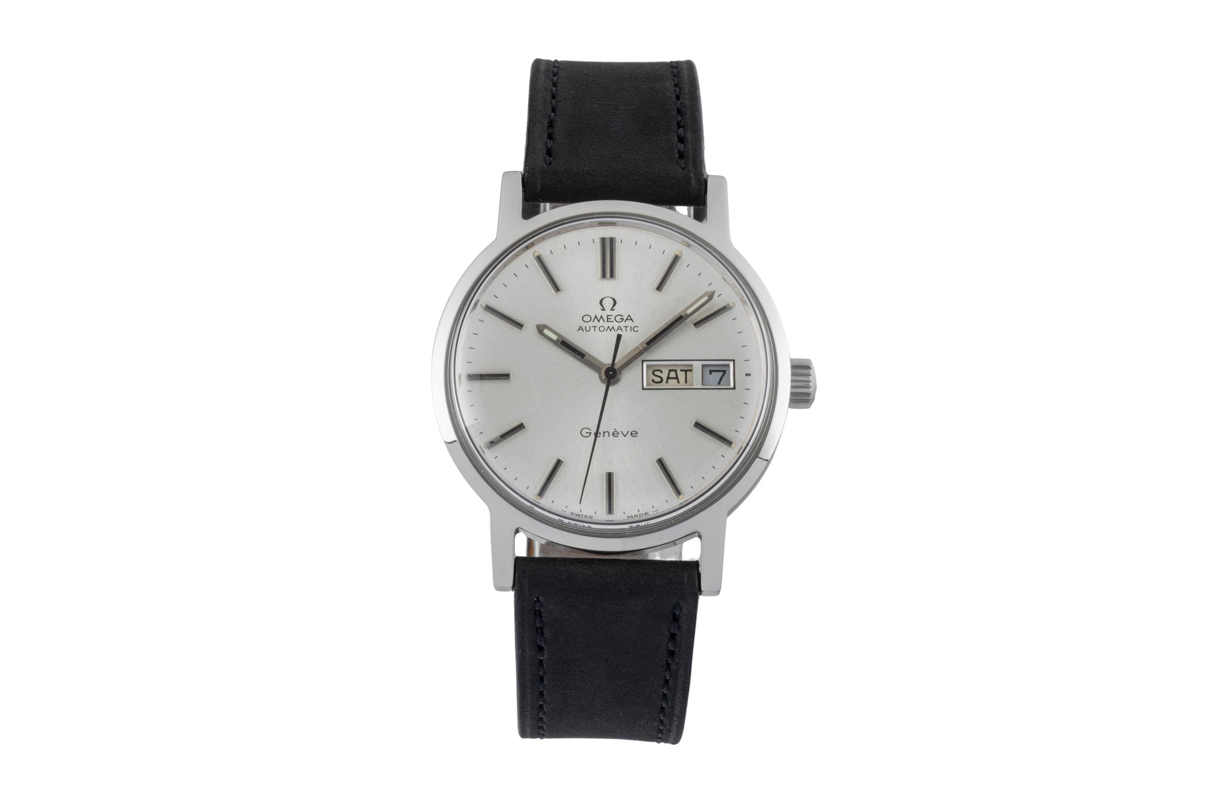Omega Geneve Day Date Edelstahl Automatik Herrenuhr Ref. 166.0117 Vintage  [2600317]