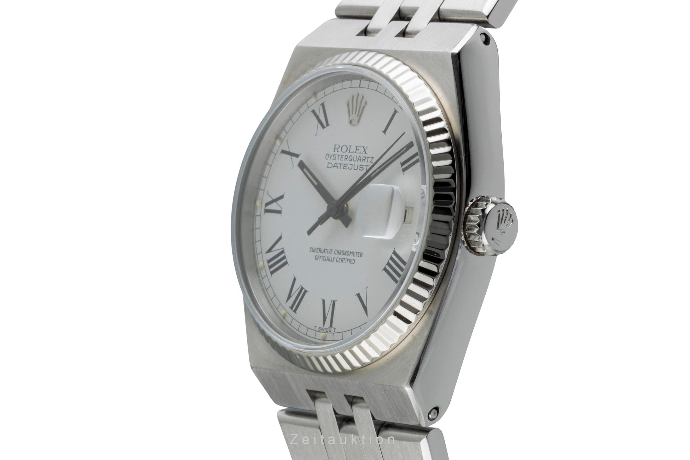 Rolex Datejust Oysterquartz Silver Dial Stahl Weissgold Herrenuhr Ref. 17014 B&P [2600319]