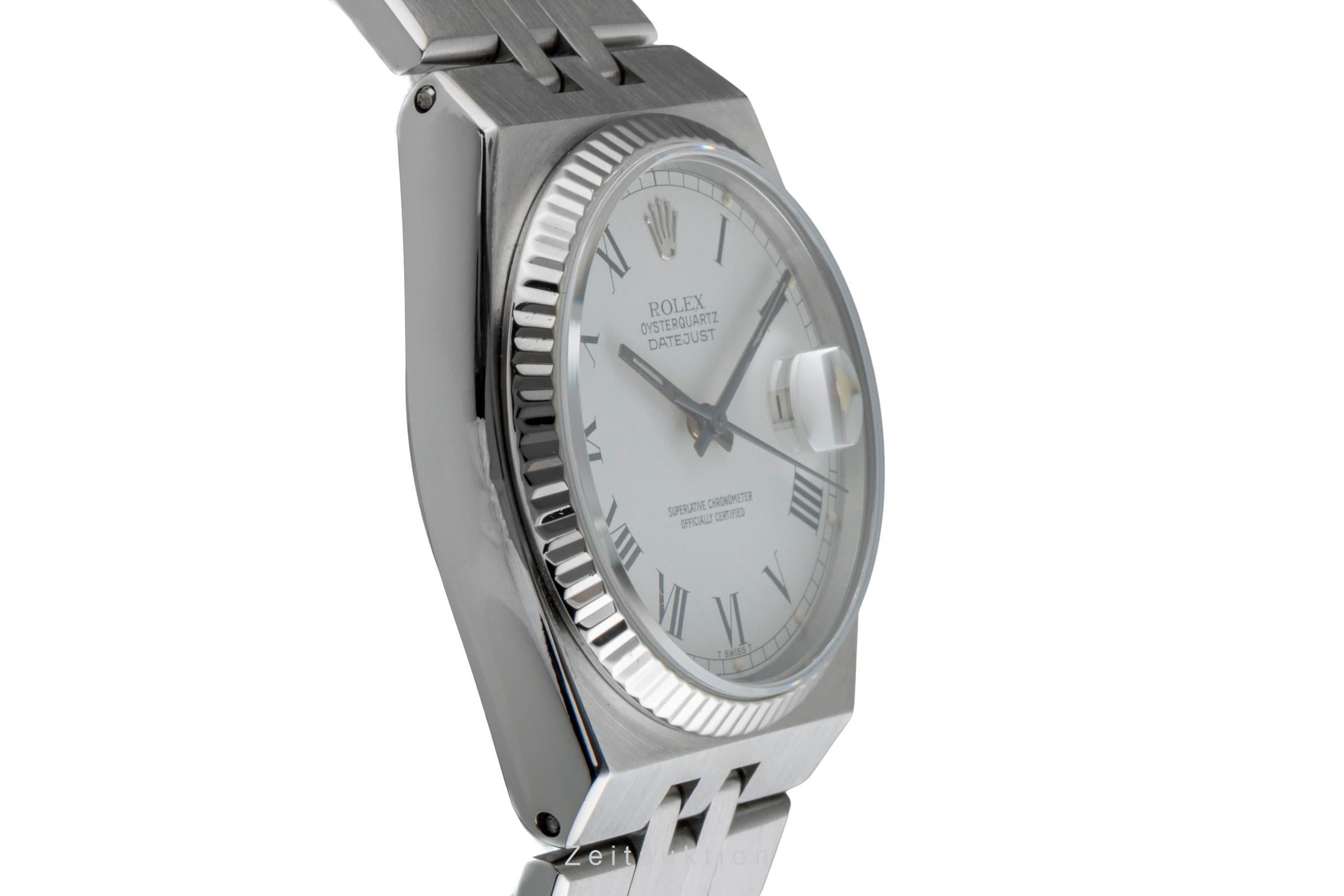 Rolex Datejust Oysterquartz Silver Dial Stahl Weissgold Herrenuhr Ref. 17014 B&P [2600319]