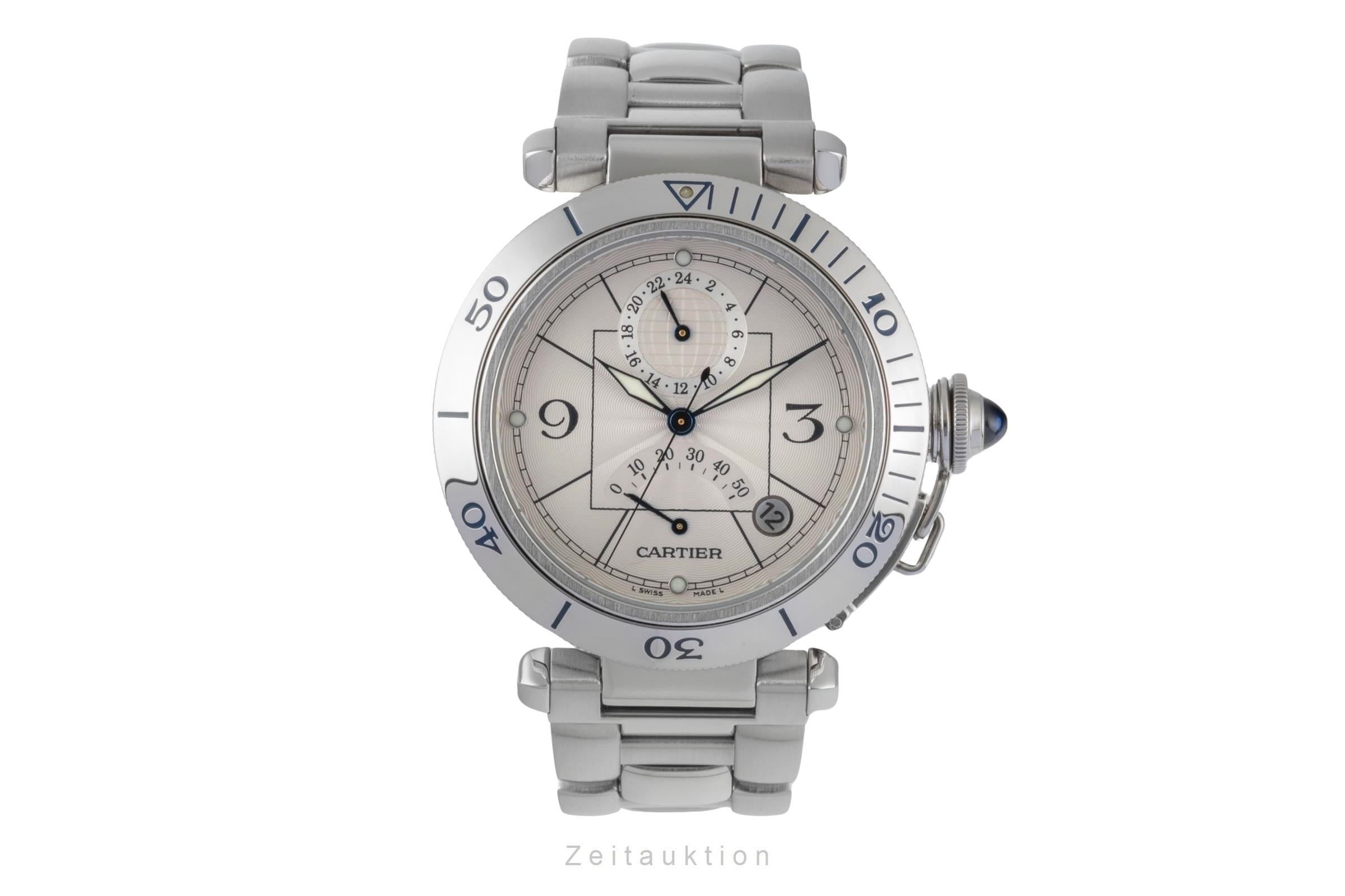 Cartier Pasha steel automatic men's watch W31037H3  [2600385]