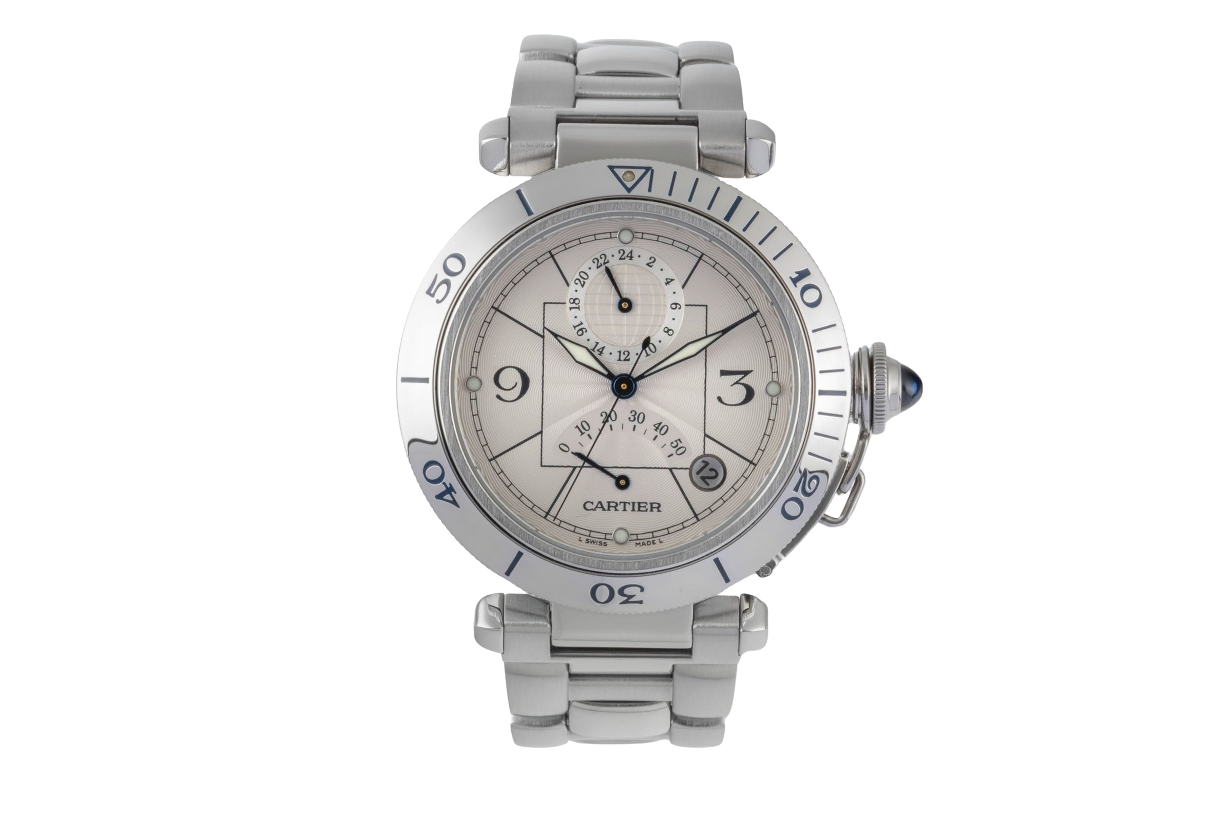 Cartier Pasha steel automatic men's watch W31037H3  [2600385]