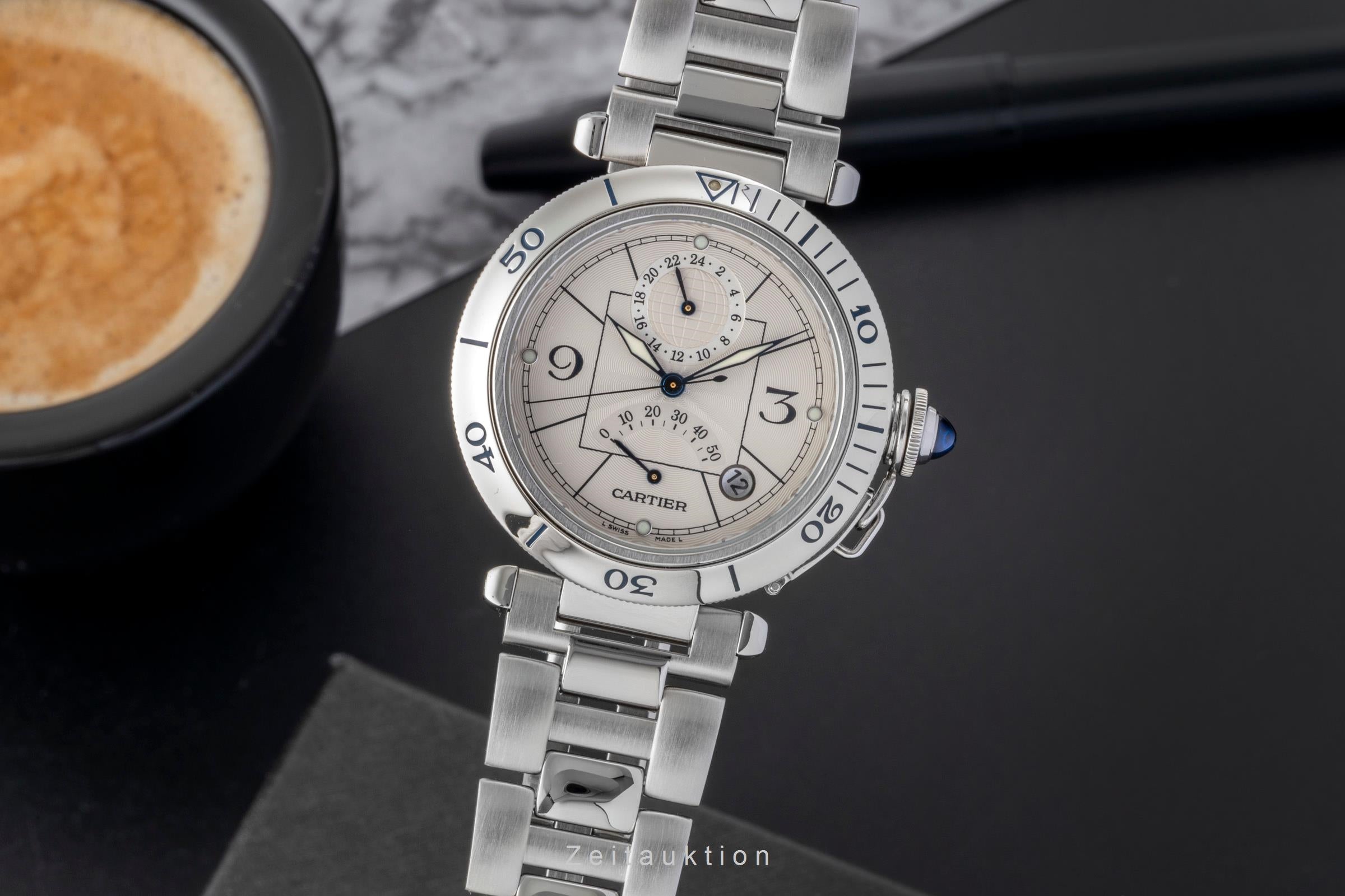 Cartier Pasha steel automatic men's watch W31037H3  [2600385]