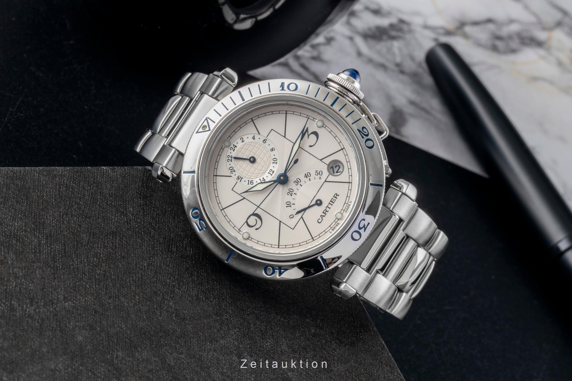 Cartier Pasha steel automatic men's watch W31037H3  [2600385]