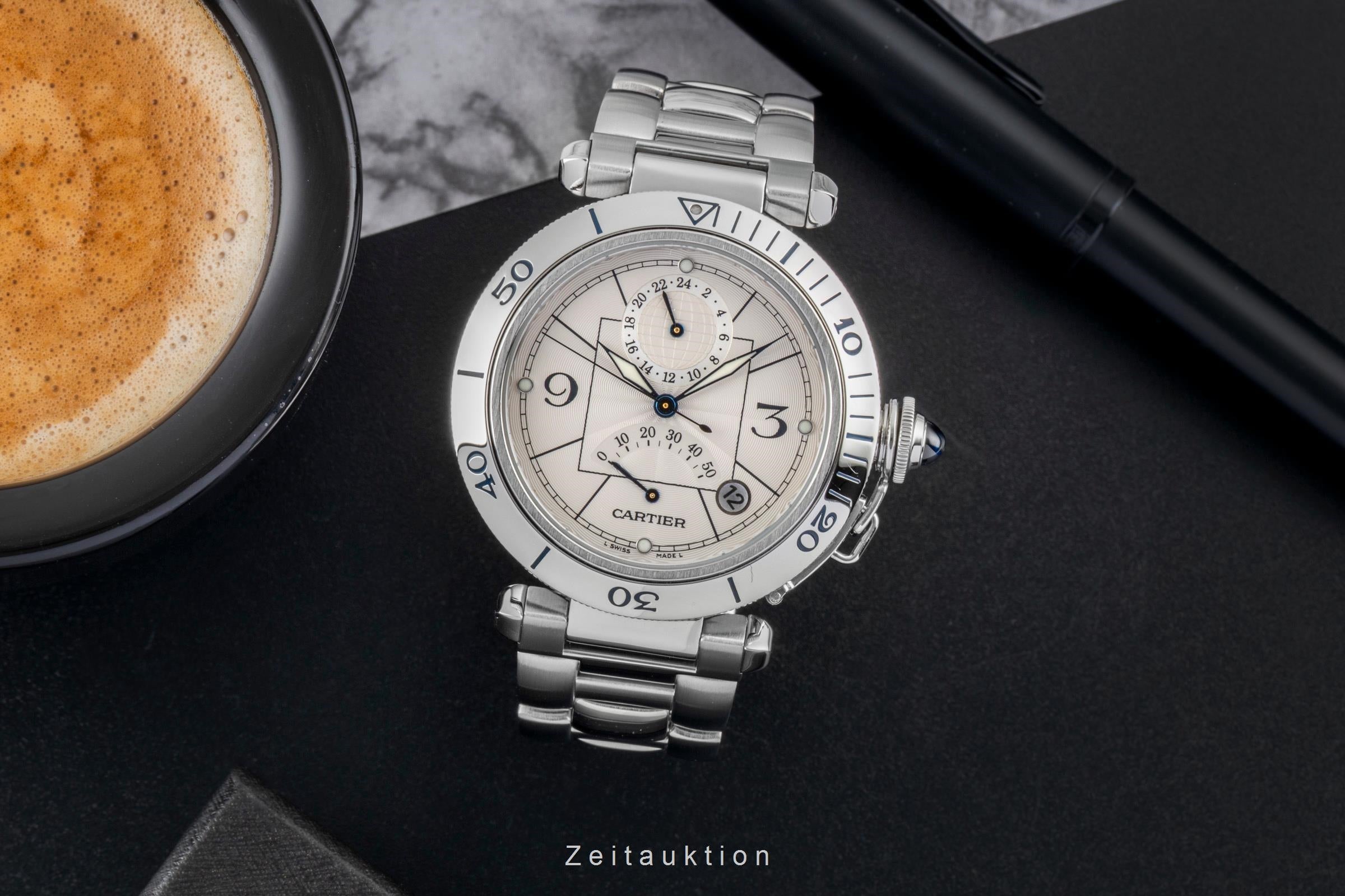 Cartier Pasha steel automatic men's watch W31037H3  [2600385]