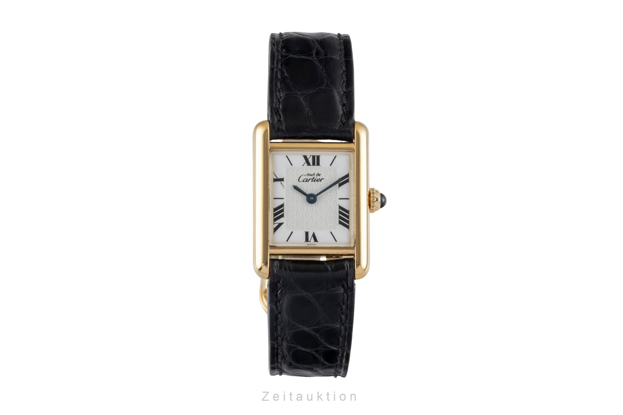 Cartier Tank Silber vergoldet Quarz Damenuhr Ref. W1009654 Klassiker  [2600475]