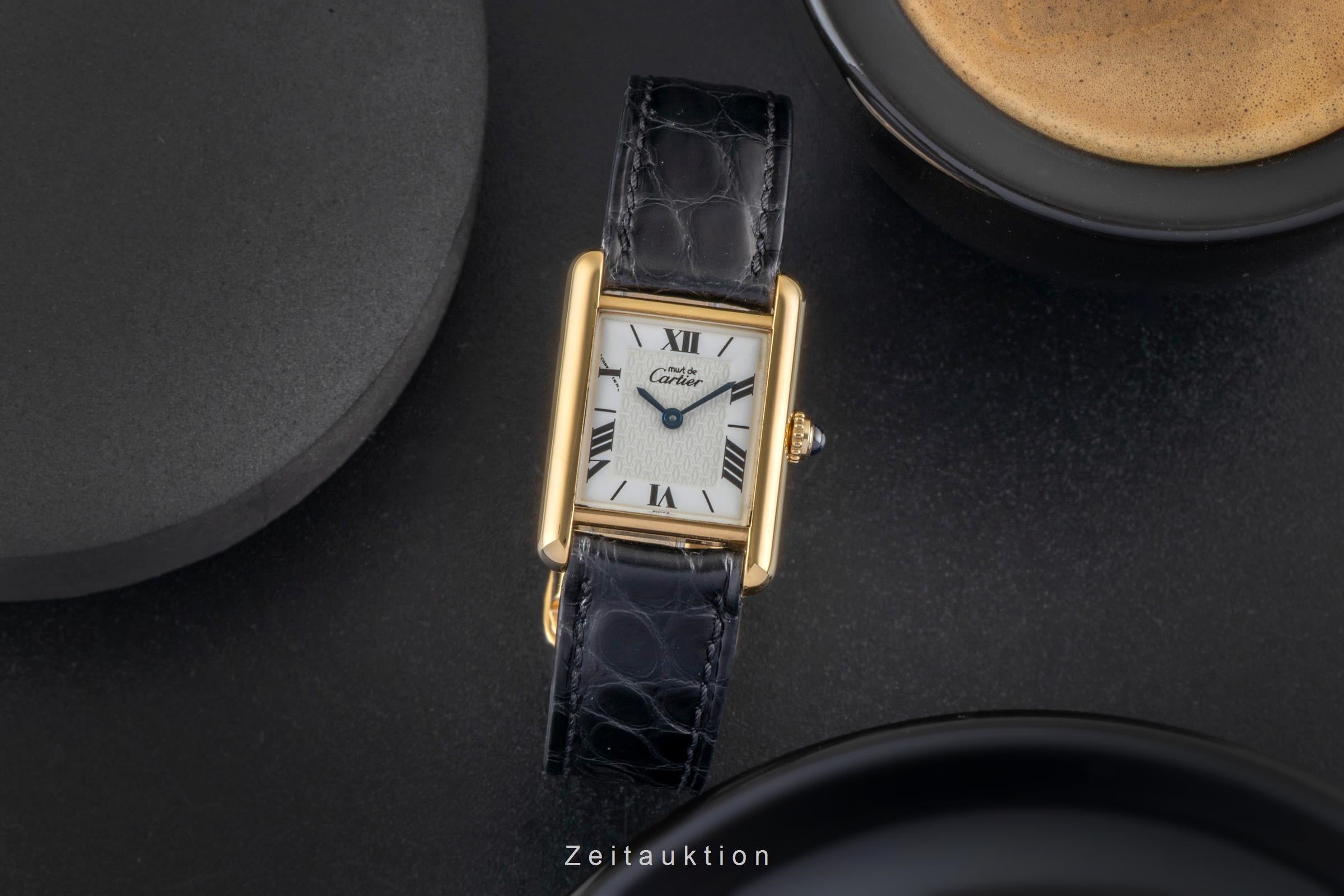 Cartier Tank Silber vergoldet Quarz Damenuhr Ref. W1009654 Klassiker  [2600475]