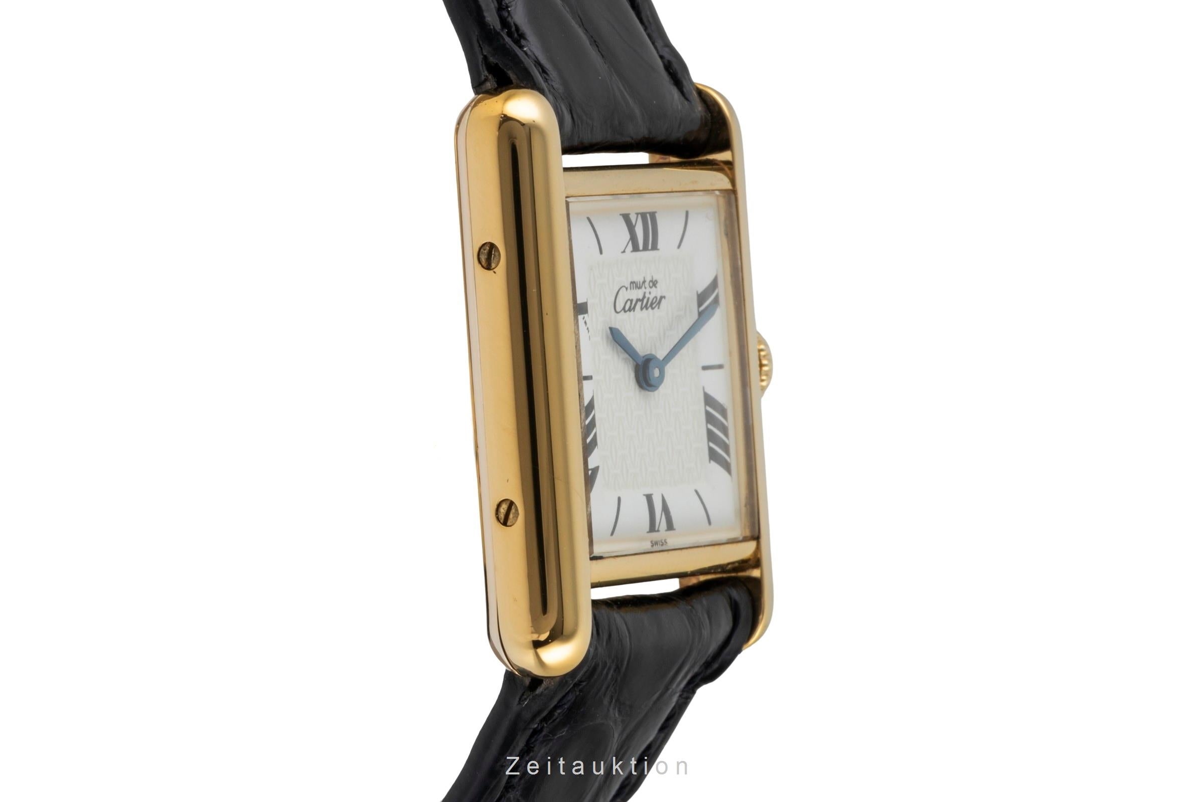 Cartier Tank Silber vergoldet Quarz Damenuhr Ref. W1009654 Klassiker  [2600475]