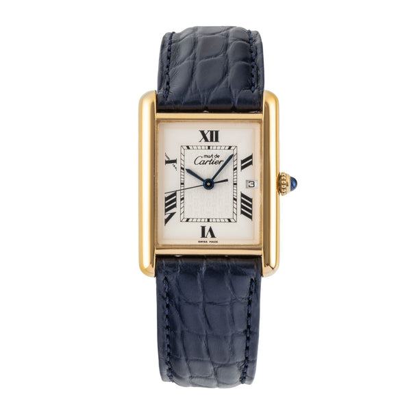 Cartier must Tank LM Silber vergoldet Quarz Herrenuhr Medium Ref. W1013754  [2600480]