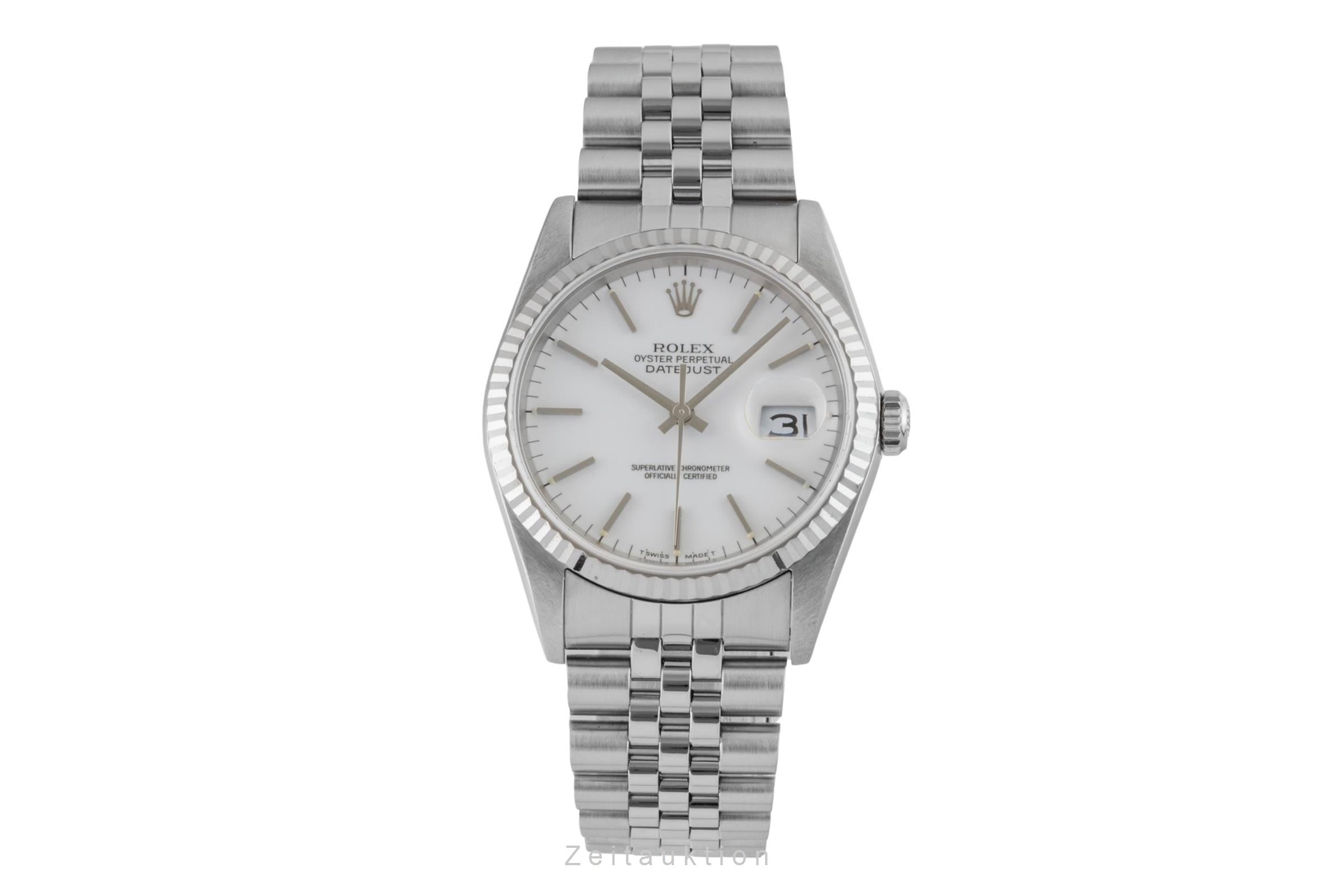 Rolex Datejust 36 White Dial Stahl Weissgold Automatik Jubilee Ref 16234 L-Serie [2600509]