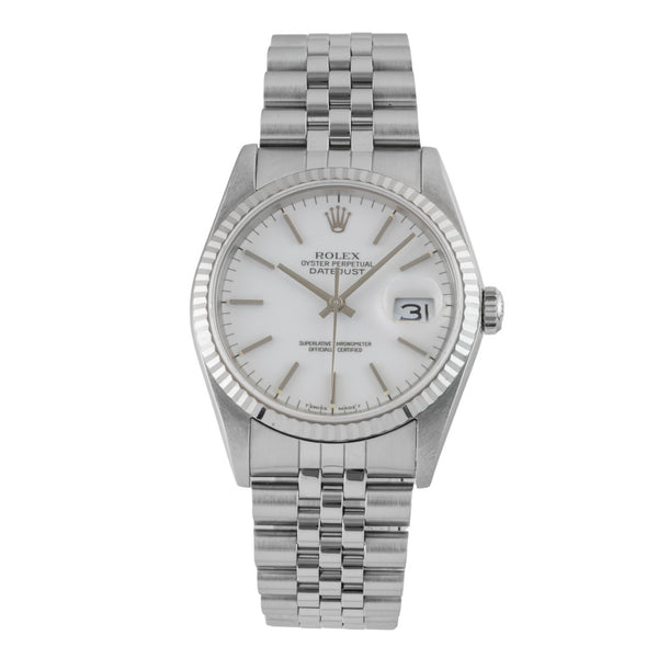 Rolex Datejust 36 White Dial Stahl Weissgold Automatik Jubilee Ref 16234 L-Serie [2600509]