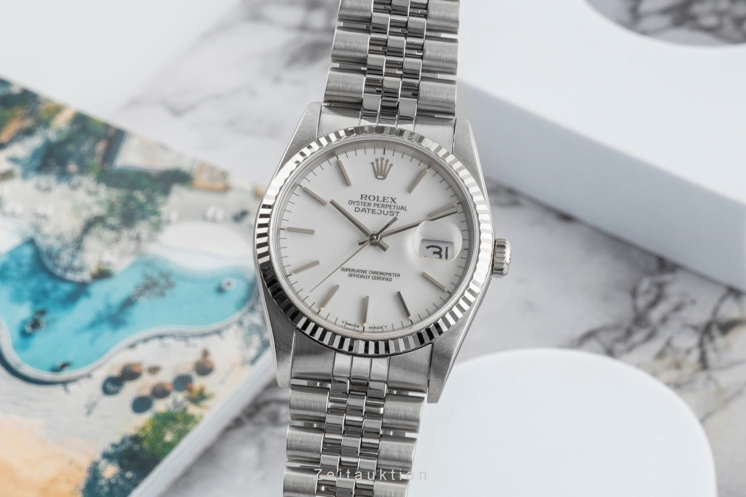 Rolex Datejust 36 White Dial Stahl Weissgold Automatik Jubilee Ref 16234 L-Serie [2600509]