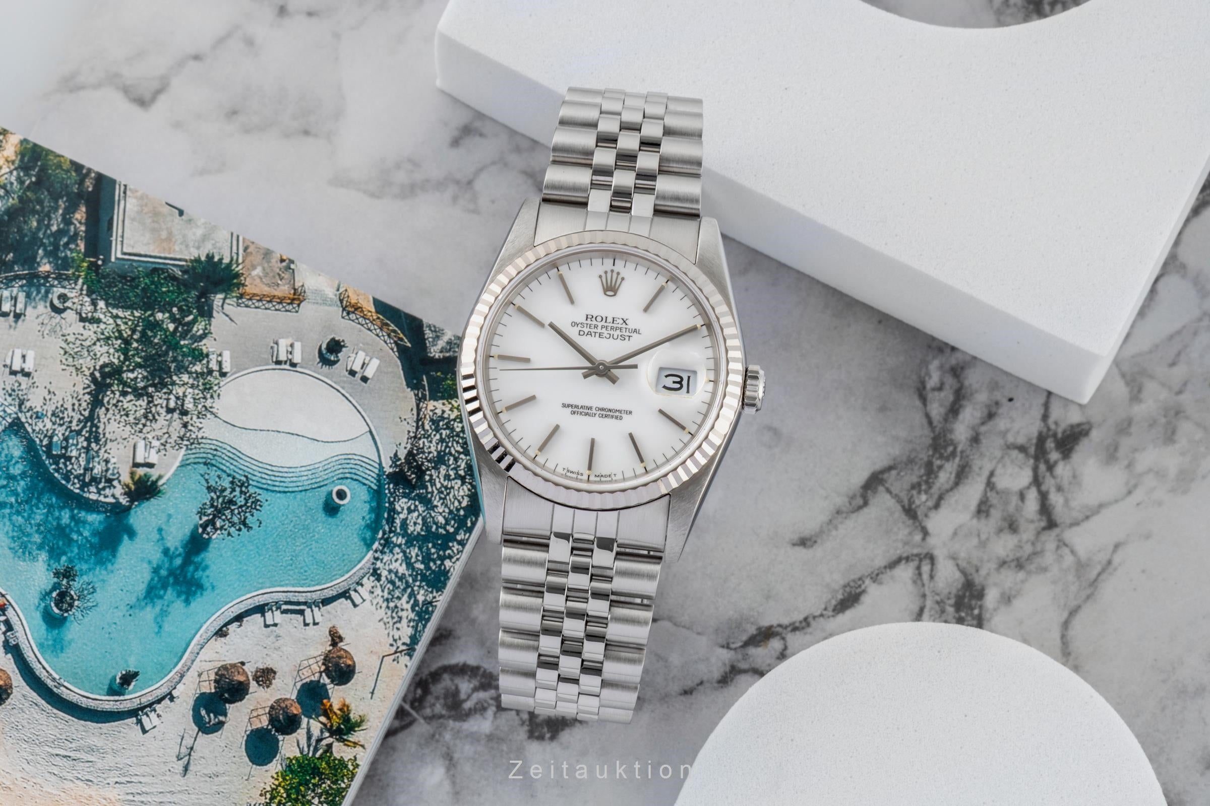 Rolex Datejust 36 White Dial Stahl Weissgold Automatik Jubilee Ref 16234 L-Serie [2600509]