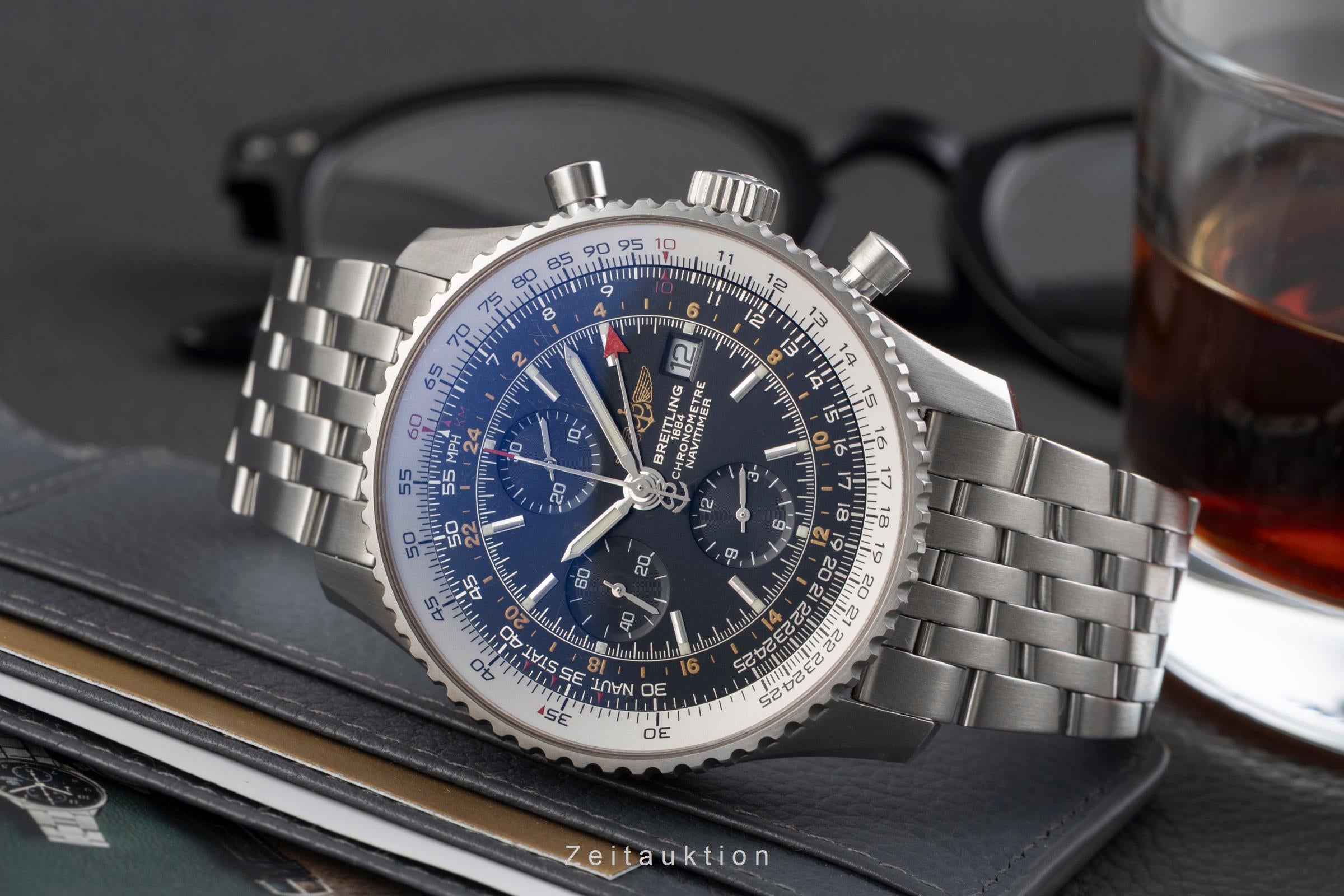 Breitling Navitimer World Chronograph Stahl Automatik Ref. A24322 B&P 2006 [2600524]