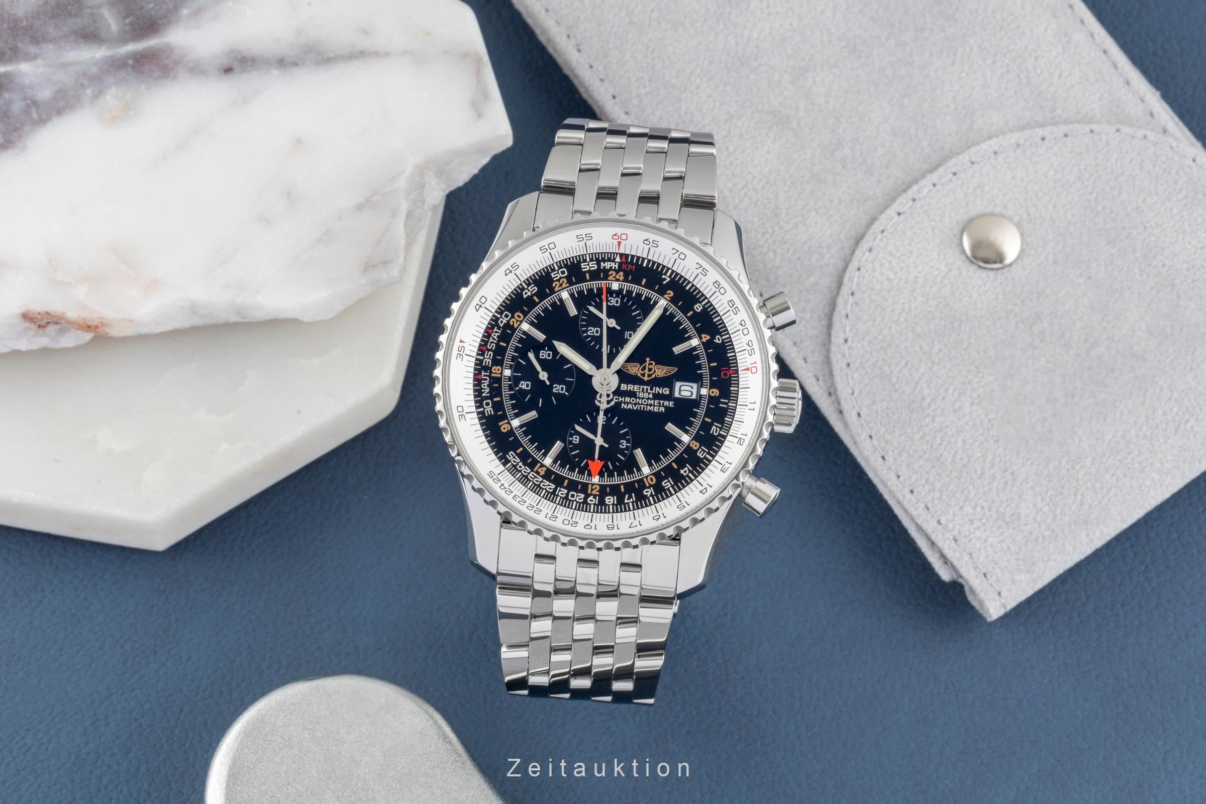 Breitling Navitimer World Chronograph Stahl Automatik Ref. A24322 Papiere 2009 [2600545]