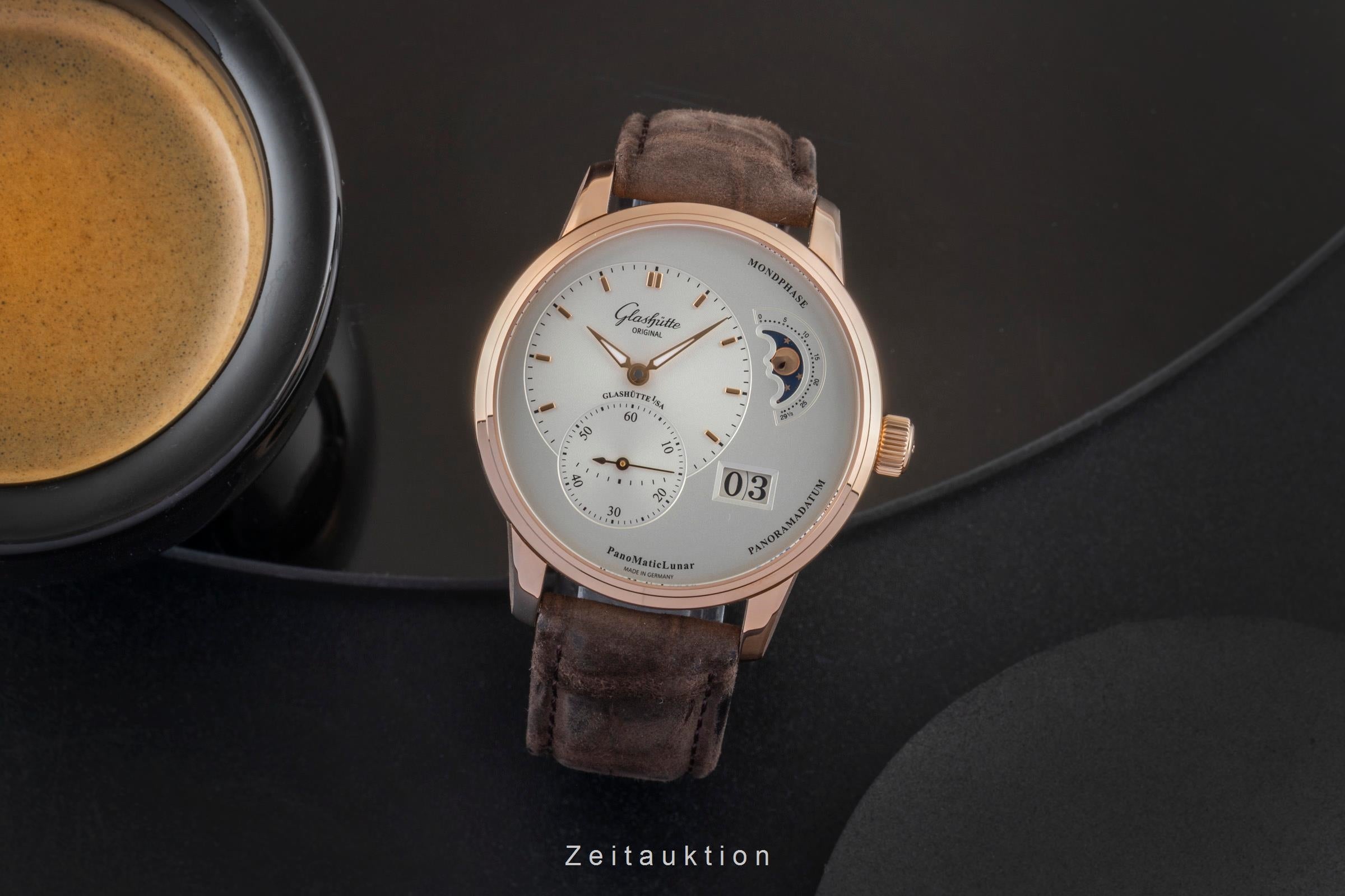 Glashütte PanoMaticLunar 18 ct red gold automatic men's watch 90-02-45-35-04 LP: 21500EUR  [2600547]