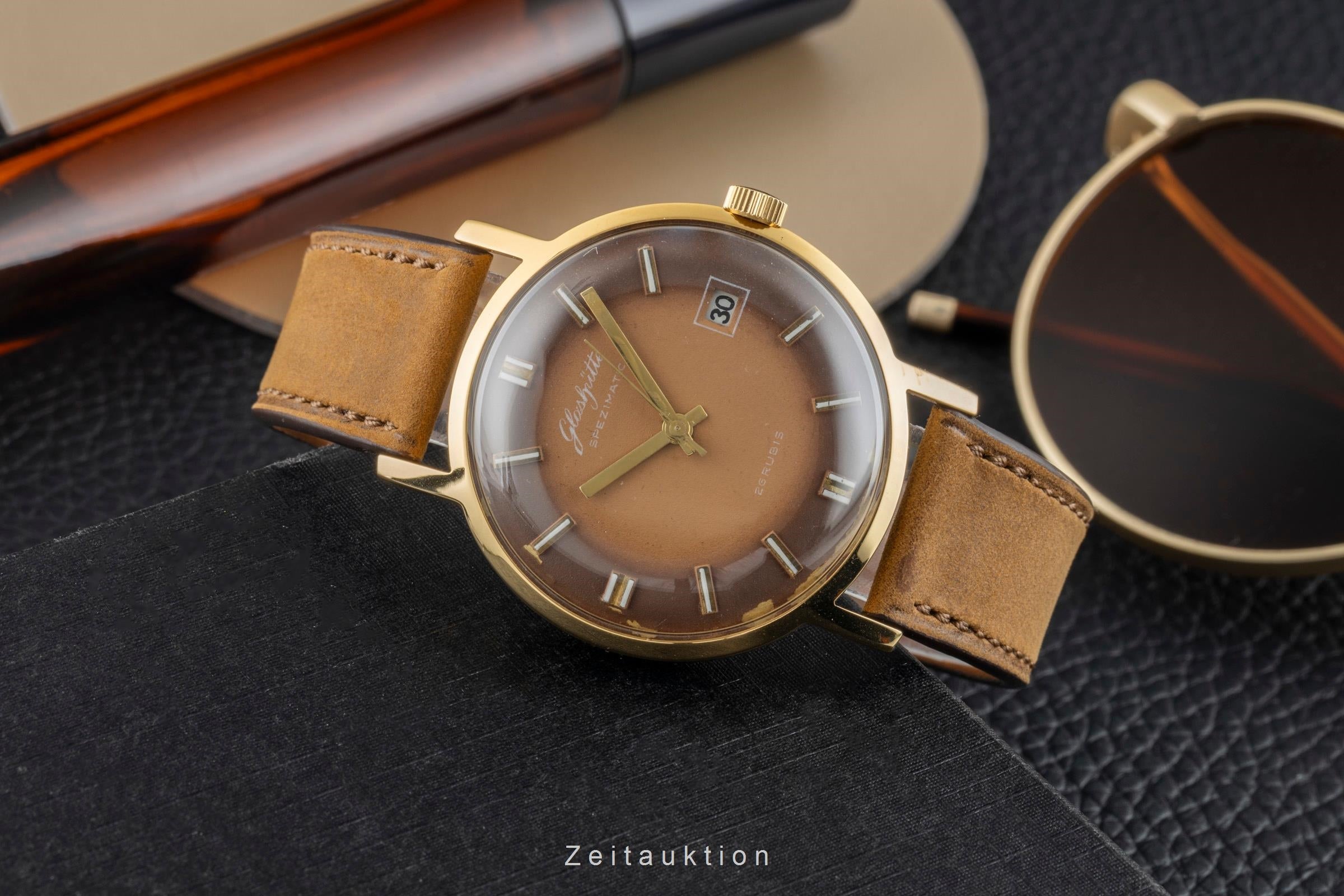 Glashütte Spezimatic latón bañado en oro automático reloj para caballeros Vintage  [2600577]
