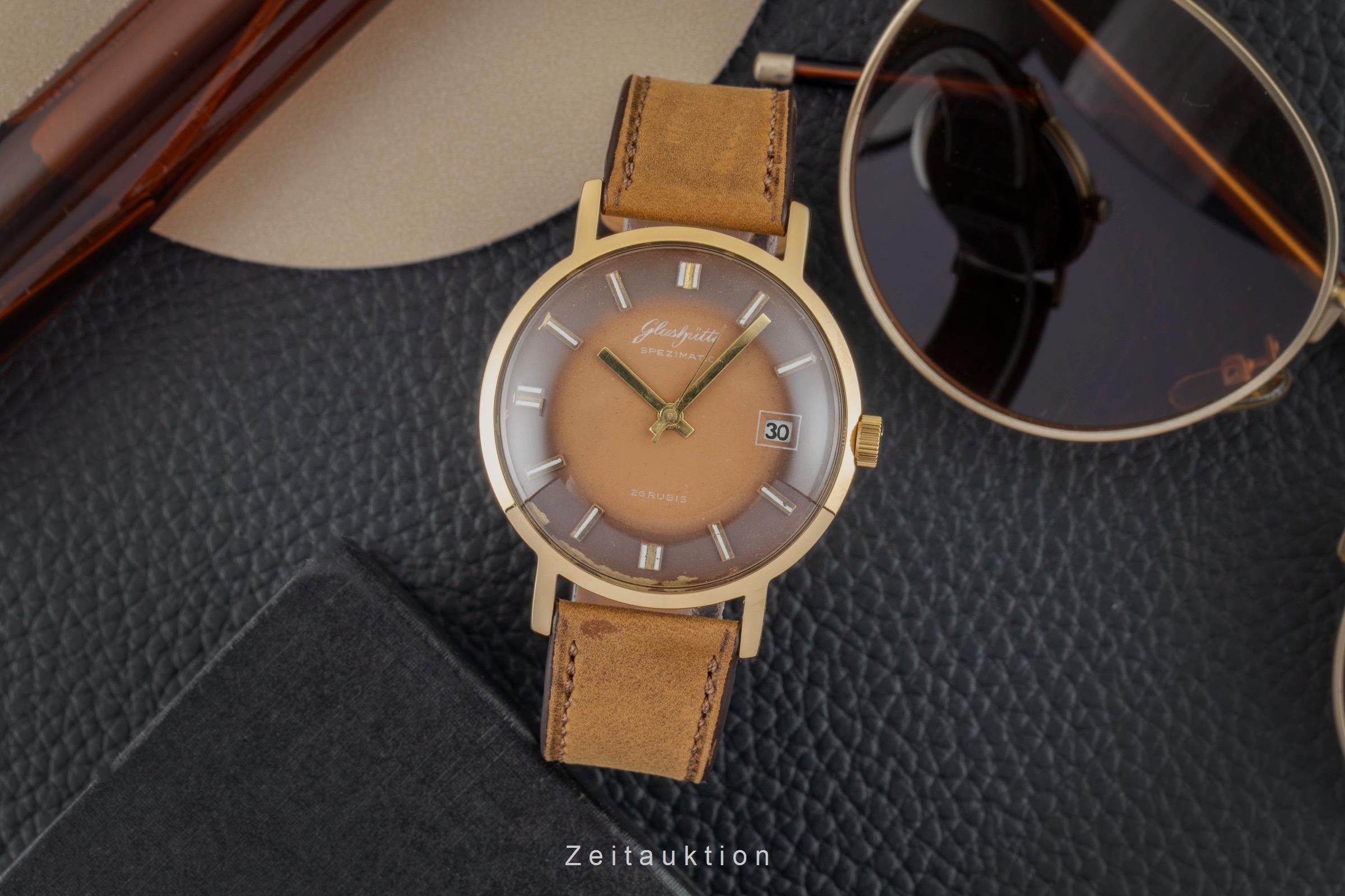 Glashütte Spezimatic latón bañado en oro automático reloj para caballeros Vintage  [2600577]