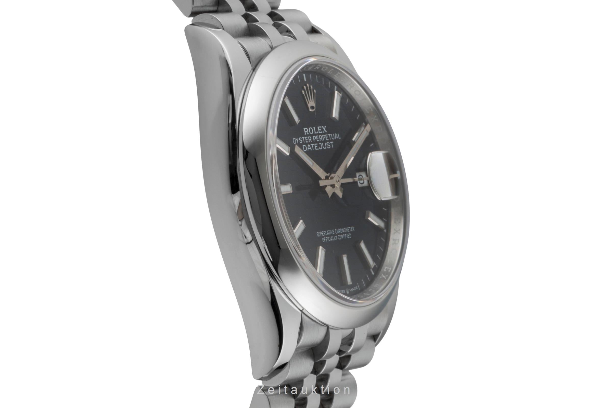 Rolex Datejust 36 Blue Motif Dial Oyster Stahl Automatik Ref. 126200 B&P 2023 [2600780]