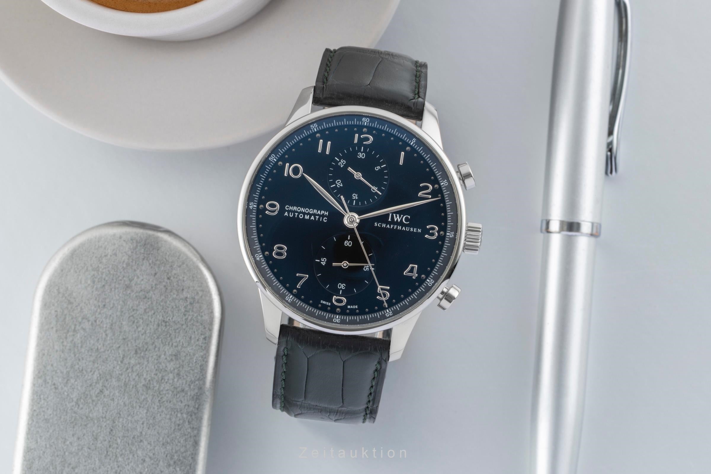 IWC Portugieser cronografo acciaio automatismo orologio da uomo IW371447 LP: 9100EUR  [2600823]
