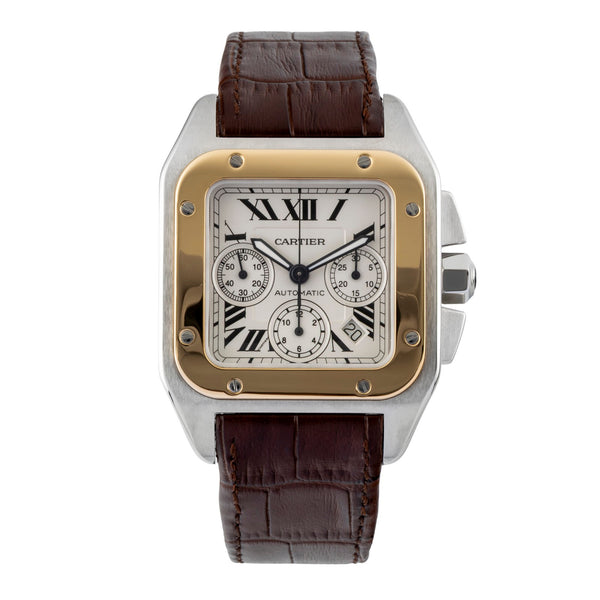 Cartier Santos 100 chronograph steel / gold automatic men's watch W20091X7  [2600828]