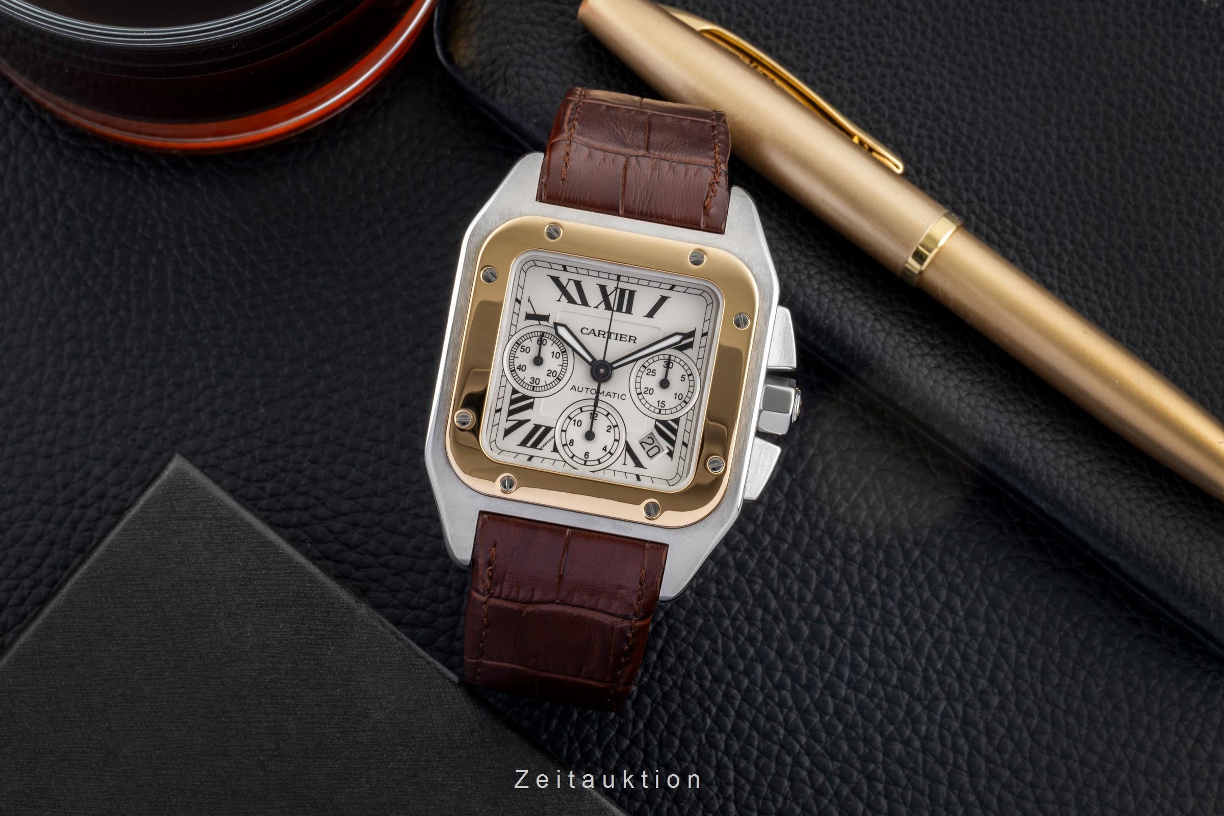 Cartier Santos 100 chronograph steel / gold automatic men's watch W20091X7  [2600828]