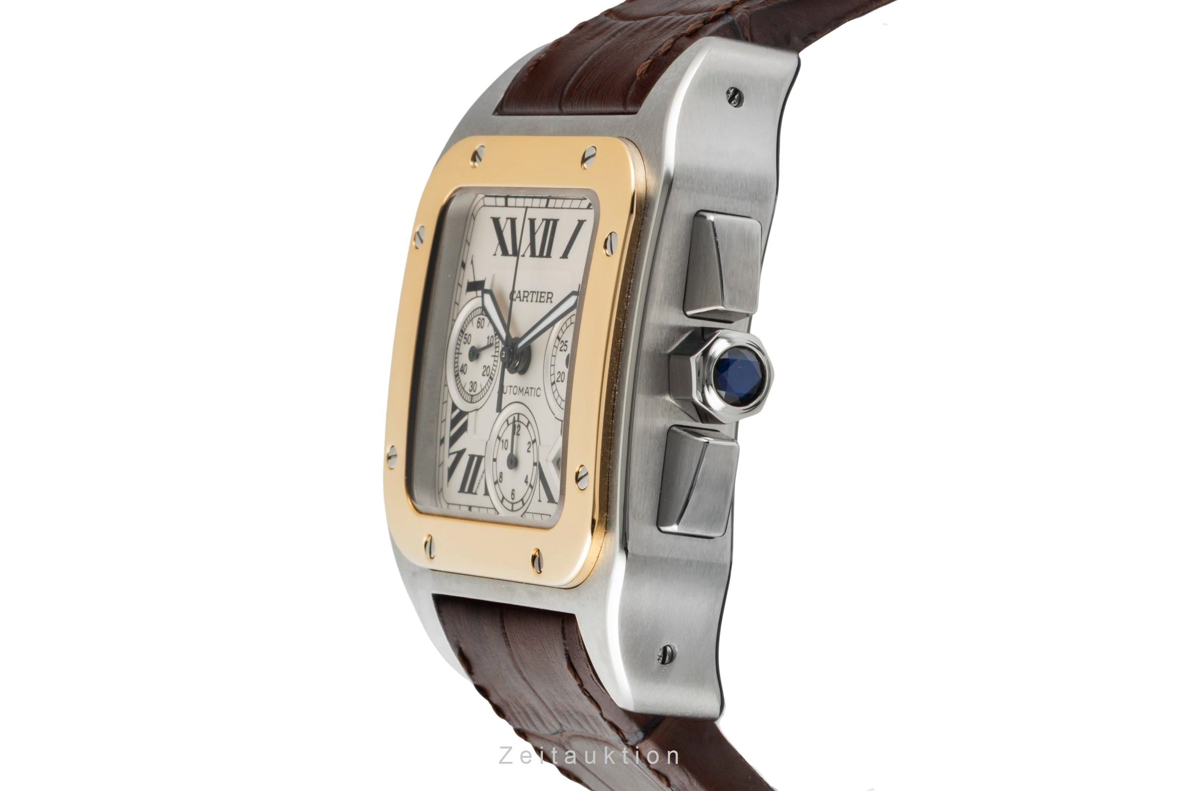 Cartier Santos 100 chronograph steel / gold automatic men's watch W20091X7  [2600828]
