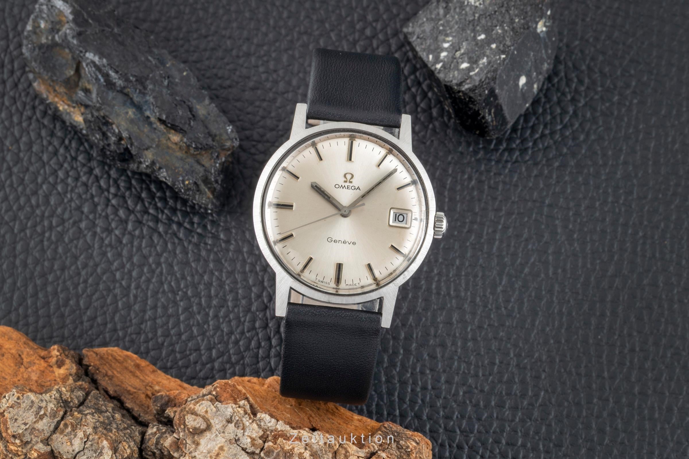 Omega Geneve acero cuerda manual reloj para caballeros 136.0070 Vintage  [2600854]