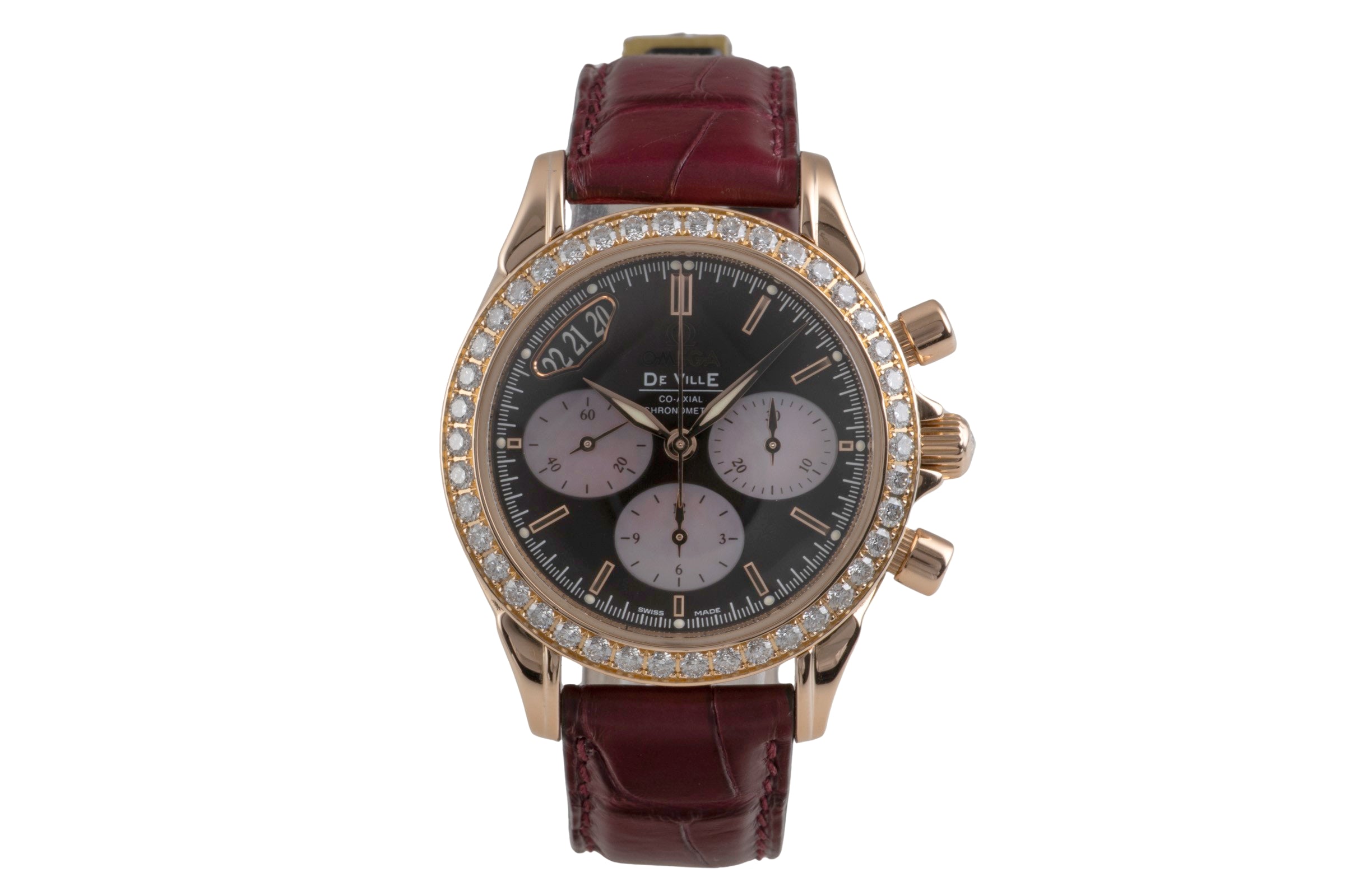 Omega De Ville chronograph 18 ct red gold automatic women's watch 4677.60.37 LP: 24000EUR  [2600859]