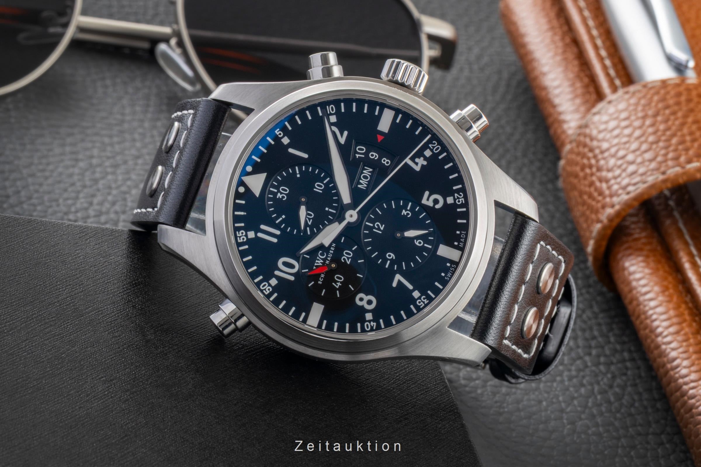 IWC Schaffhausen Pilot Double Chronograph Automatik Stahl Herrenuhr Ref IW377801 [2600890]