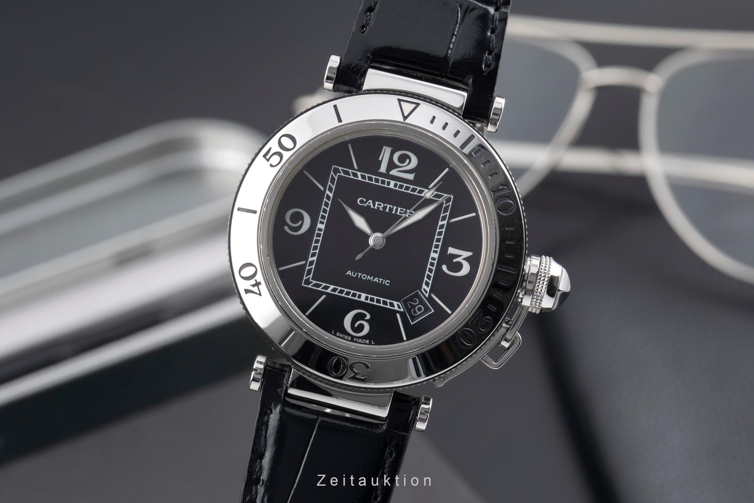 Cartier Pasha Seatimer Automatik Edelstahl Herrenuhr Ref. W31077U2 Papiere 2011 [2600928]