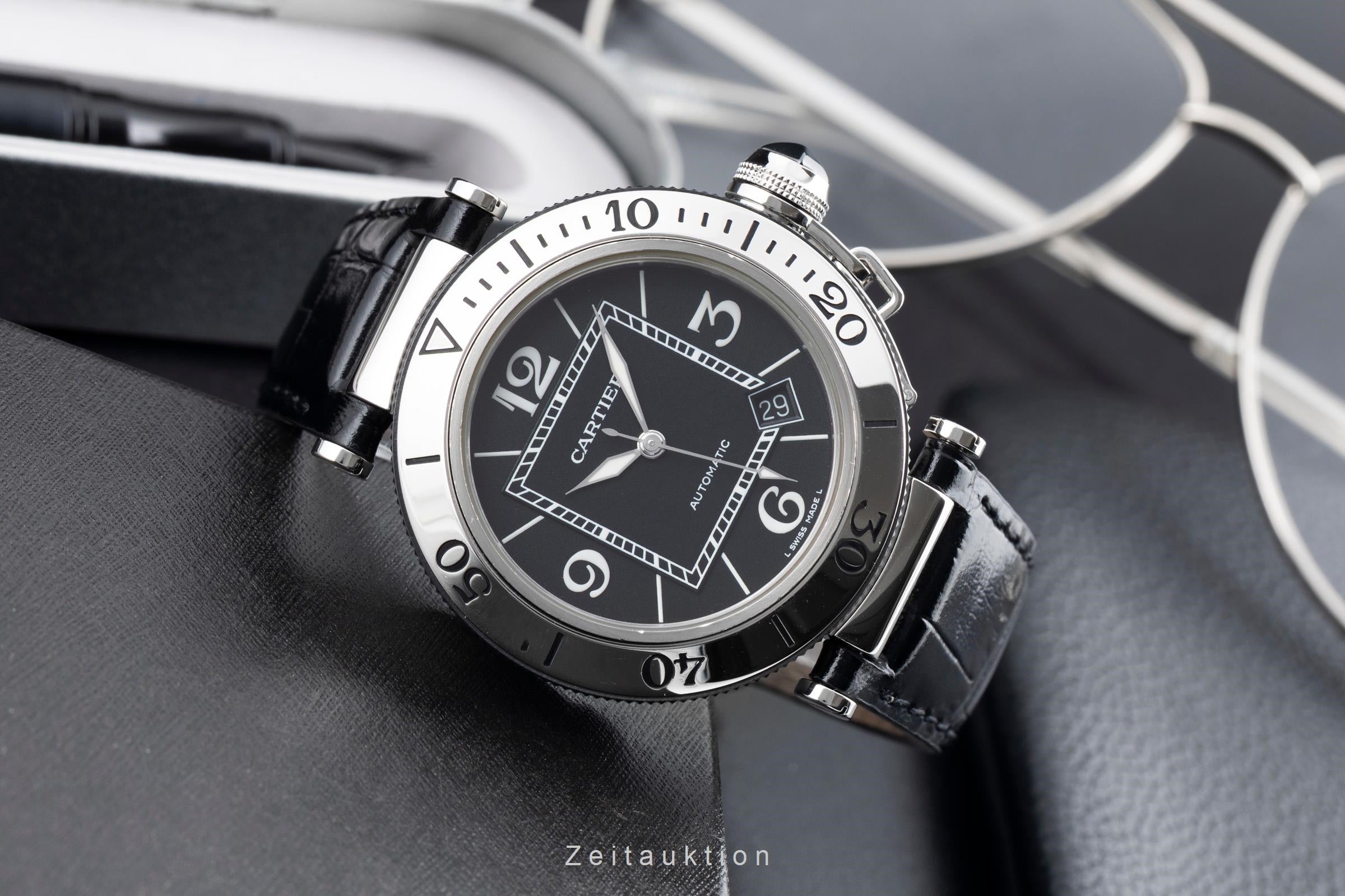 Cartier Pasha Seatimer Automatik Edelstahl Herrenuhr Ref. W31077U2 Papiere 2011 [2600928]