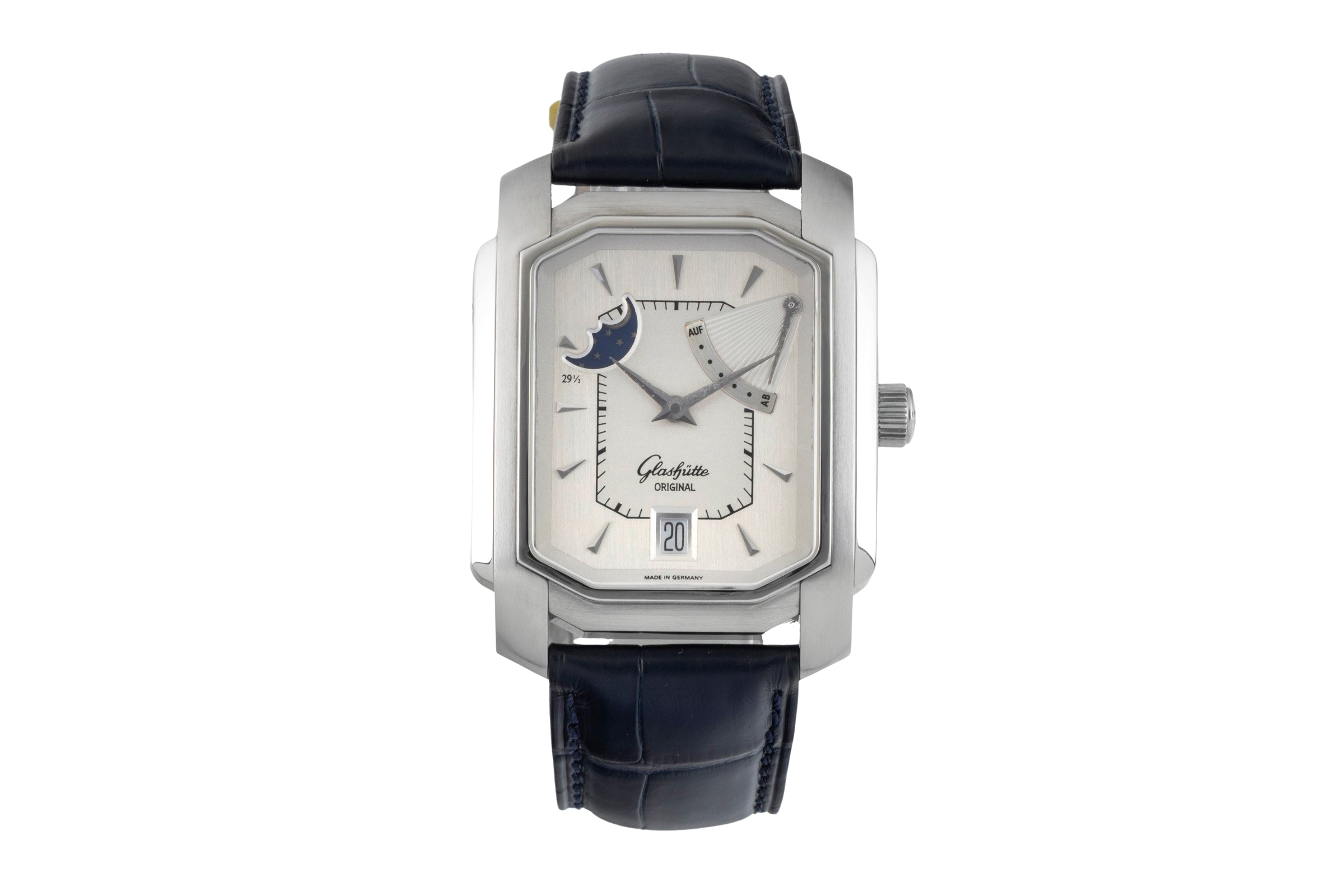 Glashütte Senator Karreé Stahl Automatik Herrenuhr Ref. 39-45-04-04-04 B&P 2003 [2600931]