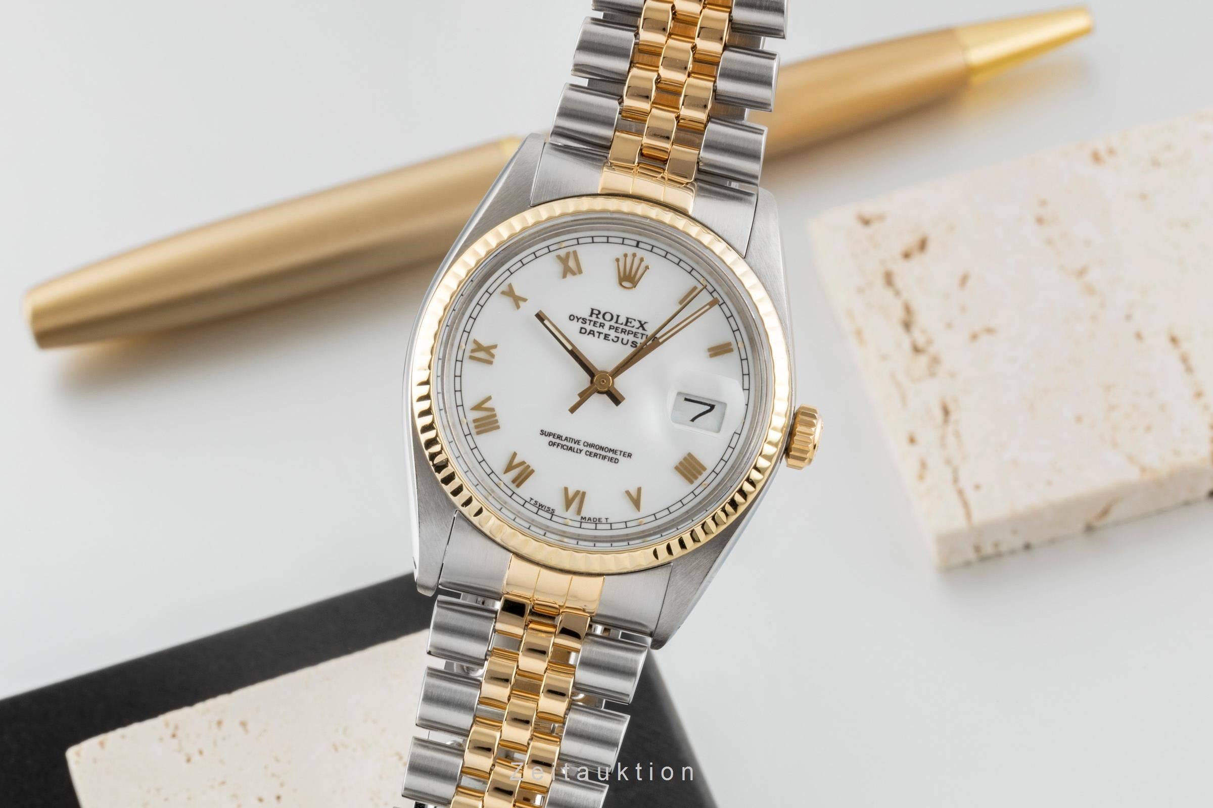 Rolex Datejust 36 Oyster Perpetual Stahl / Gold Automatik Ref 16013 Box Vintage  [2600946]