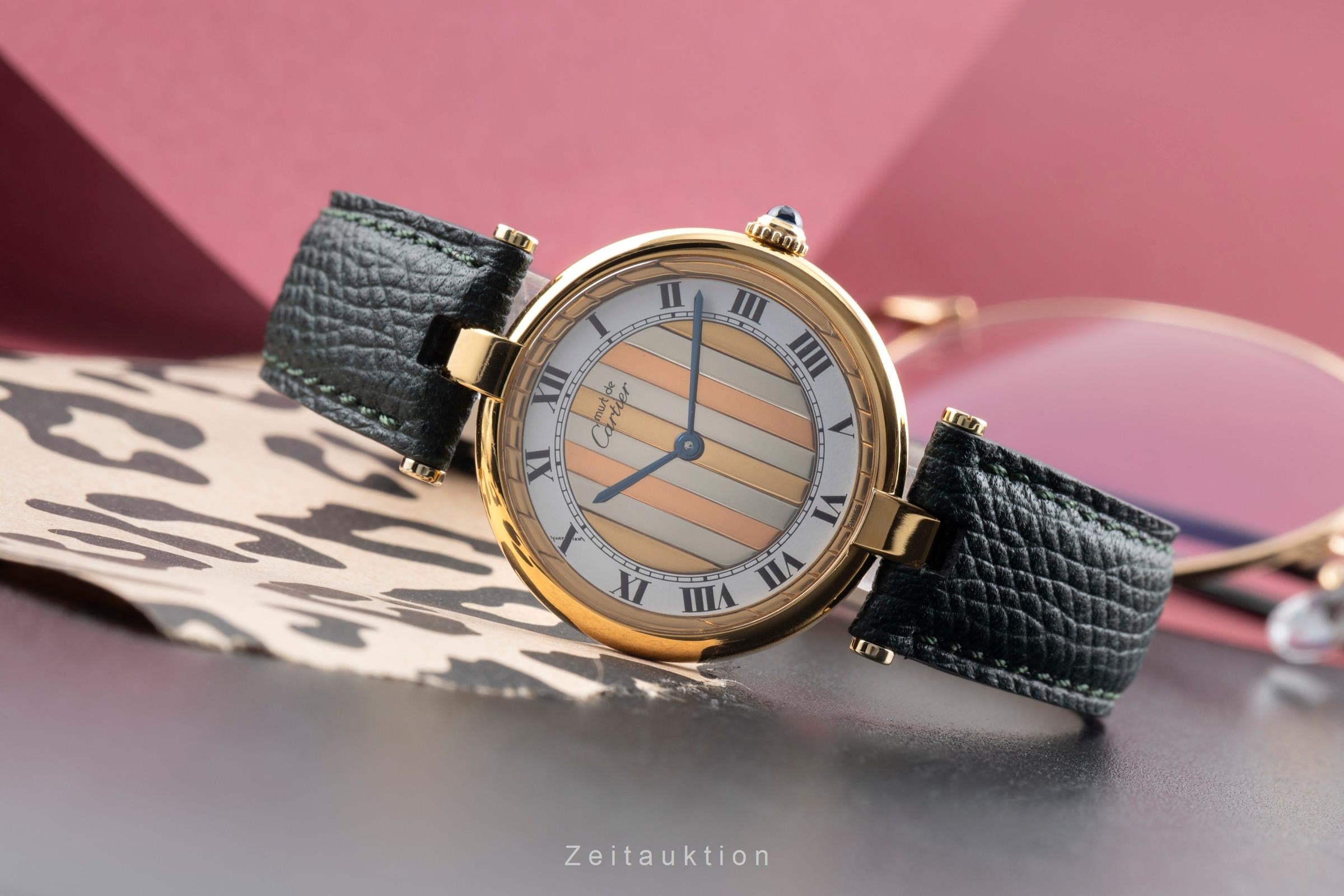 Cartier Vermeil argent doré quartz montre pour hommes 590003  [2601010]