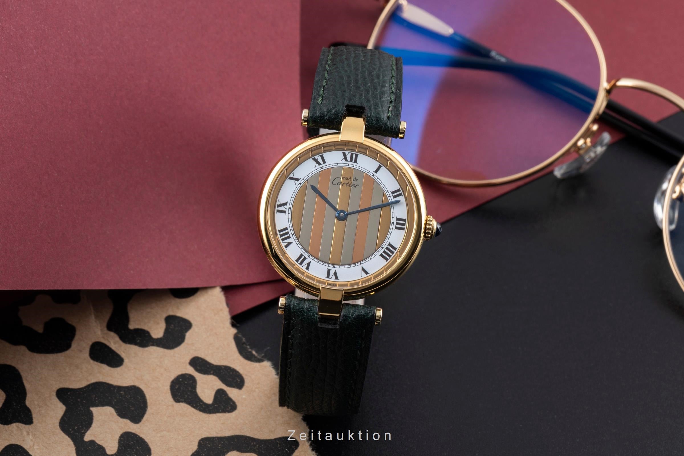 Cartier Vermeil argent doré quartz montre pour hommes 590003  [2601010]