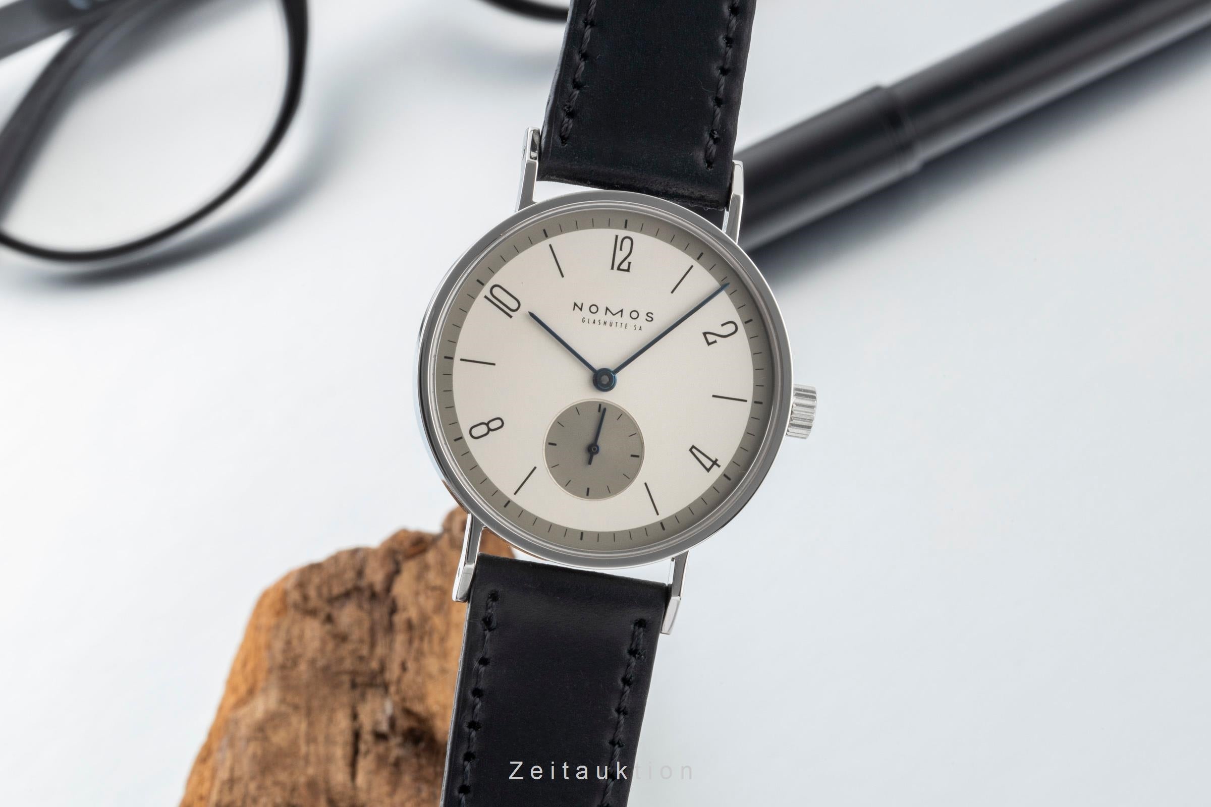 Nomos Tangente "Lange-Dial" Stahl Handaufzug Ref.101 Box und Papiere 1999 [2601098]