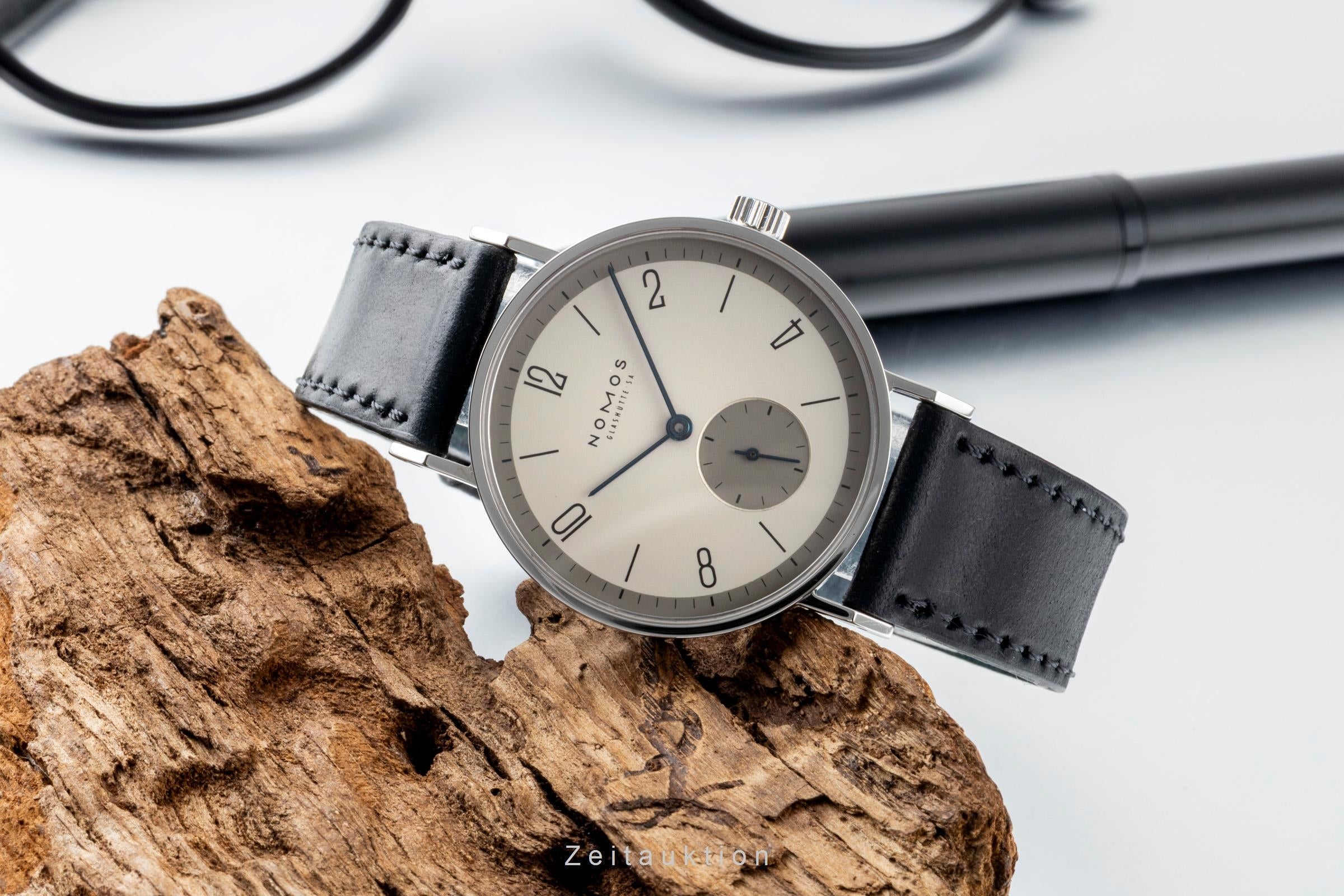 Nomos Tangente "Lange-Dial" Stahl Handaufzug Ref.101 Box und Papiere 1999 [2601098]