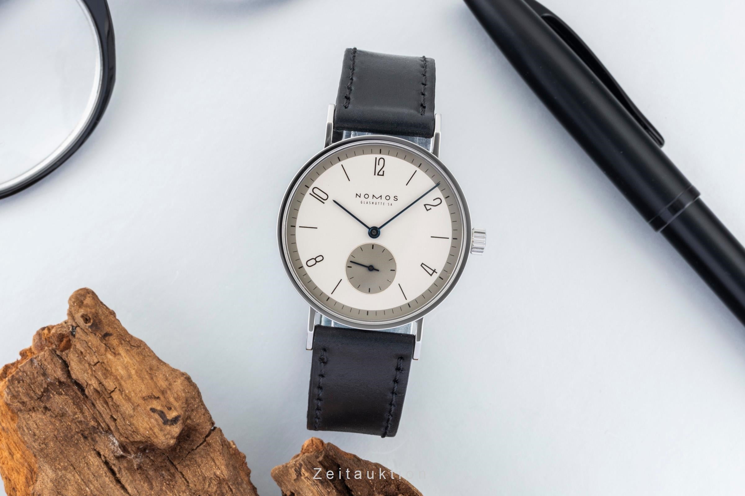 Nomos Tangente "Lange-Dial" Stahl Handaufzug Ref.101 Box und Papiere 1999 [2601098]