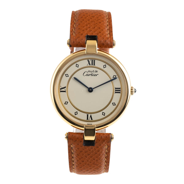 Cartier Vermeil plata banada en oro cuarzo unisex  [2601129]