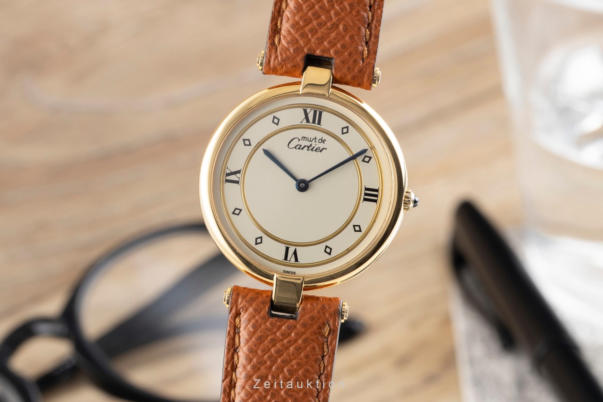 Cartier Vermeil plata banada en oro cuarzo unisex  [2601129]