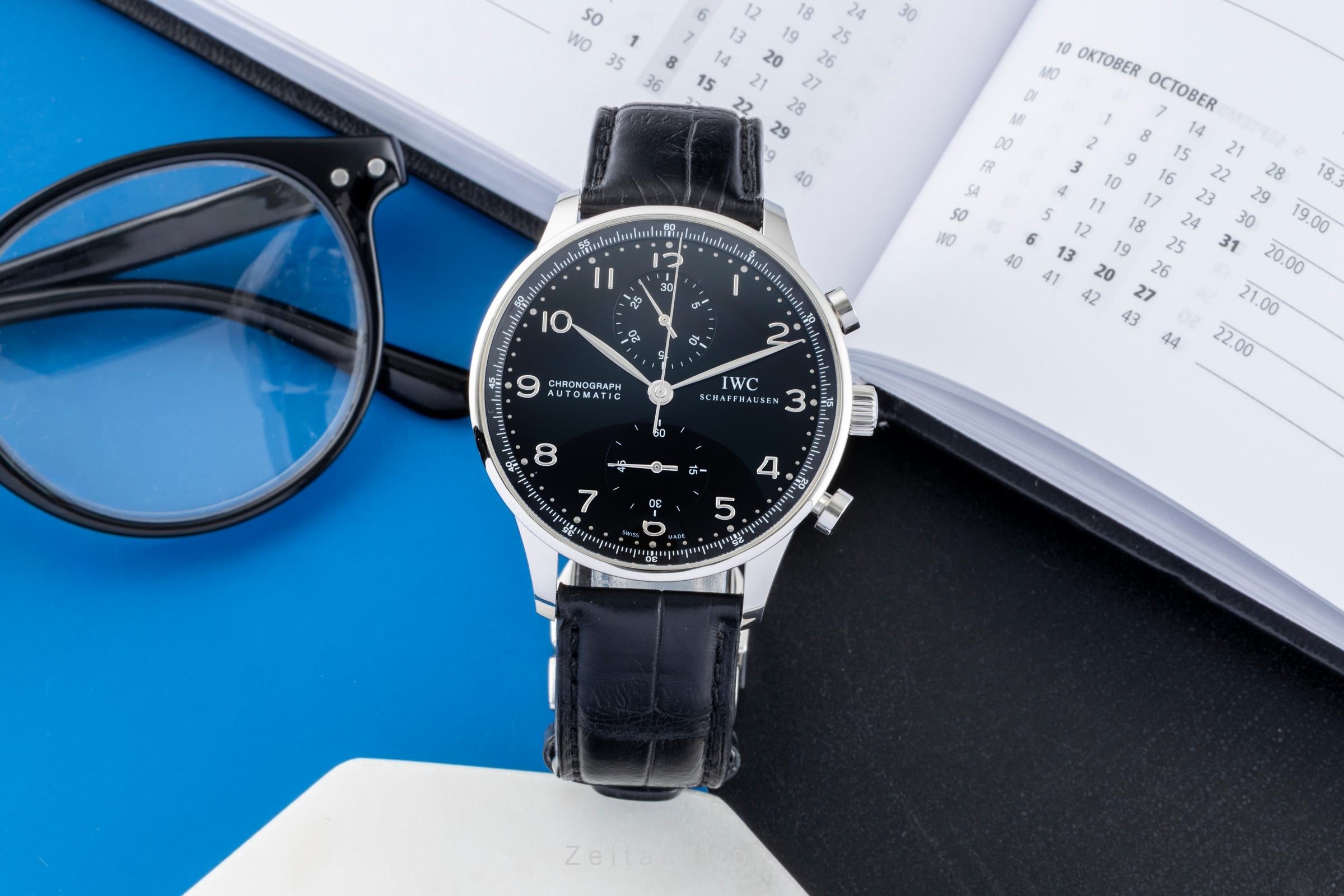 IWC Portugieser chronographe acier automatique montre pour hommes IW371447 LP: 9100EUR  [2601187]