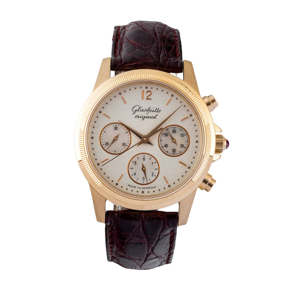 Glashütte Senator chronograph 18 ct gold automatic men's watch 10-66-01-01-05 Limited  [2601241]