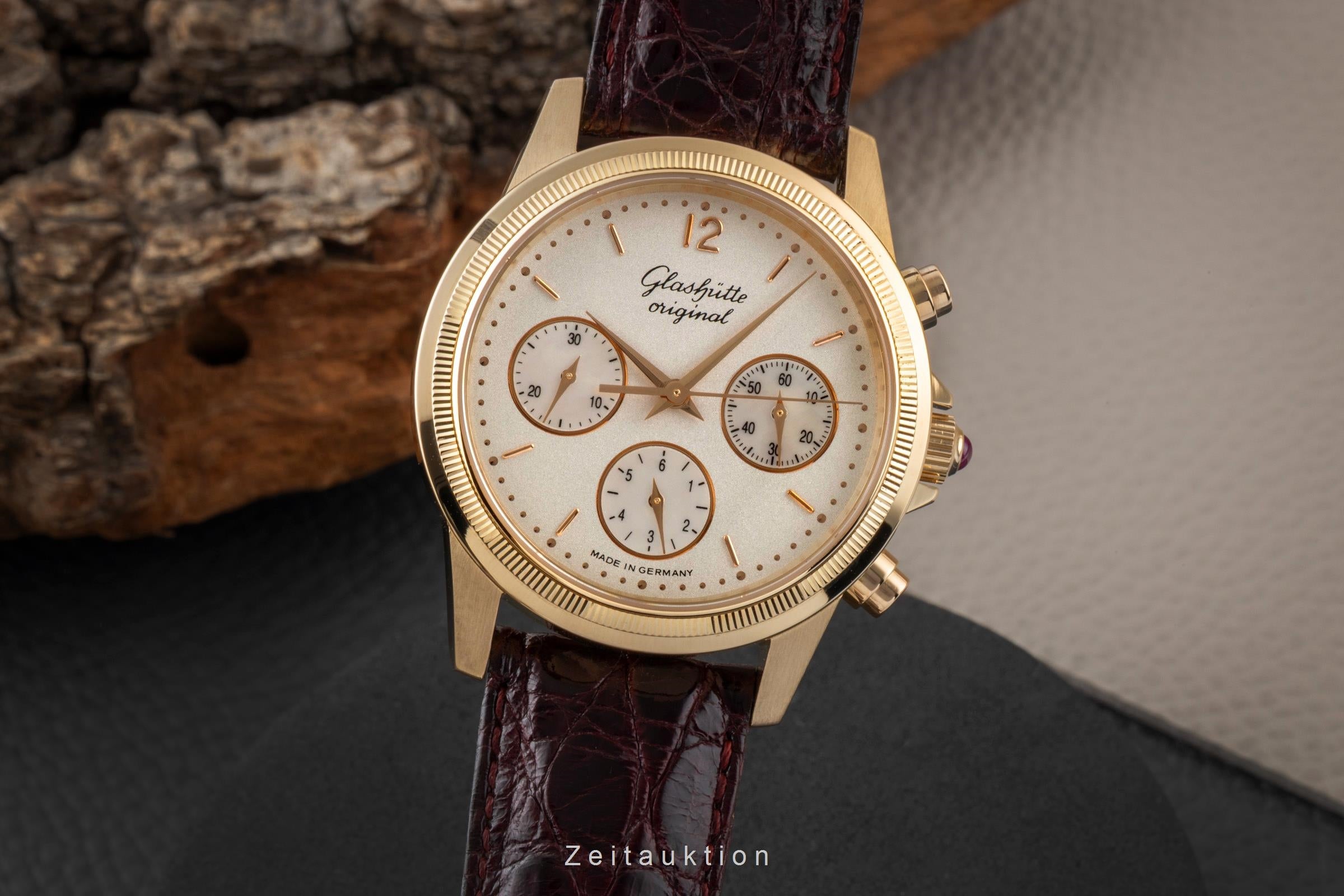 Glashütte Senator chronograph 18 ct gold automatic men's watch 10-66-01-01-05 Limited  [2601241]