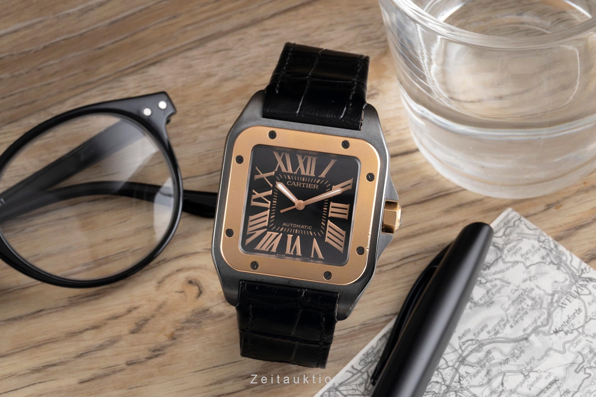 Cartier Santos 100 Stahl / Gold Automatik Herrenuhr Ref. W2020009 B&P 2011 [2601246]