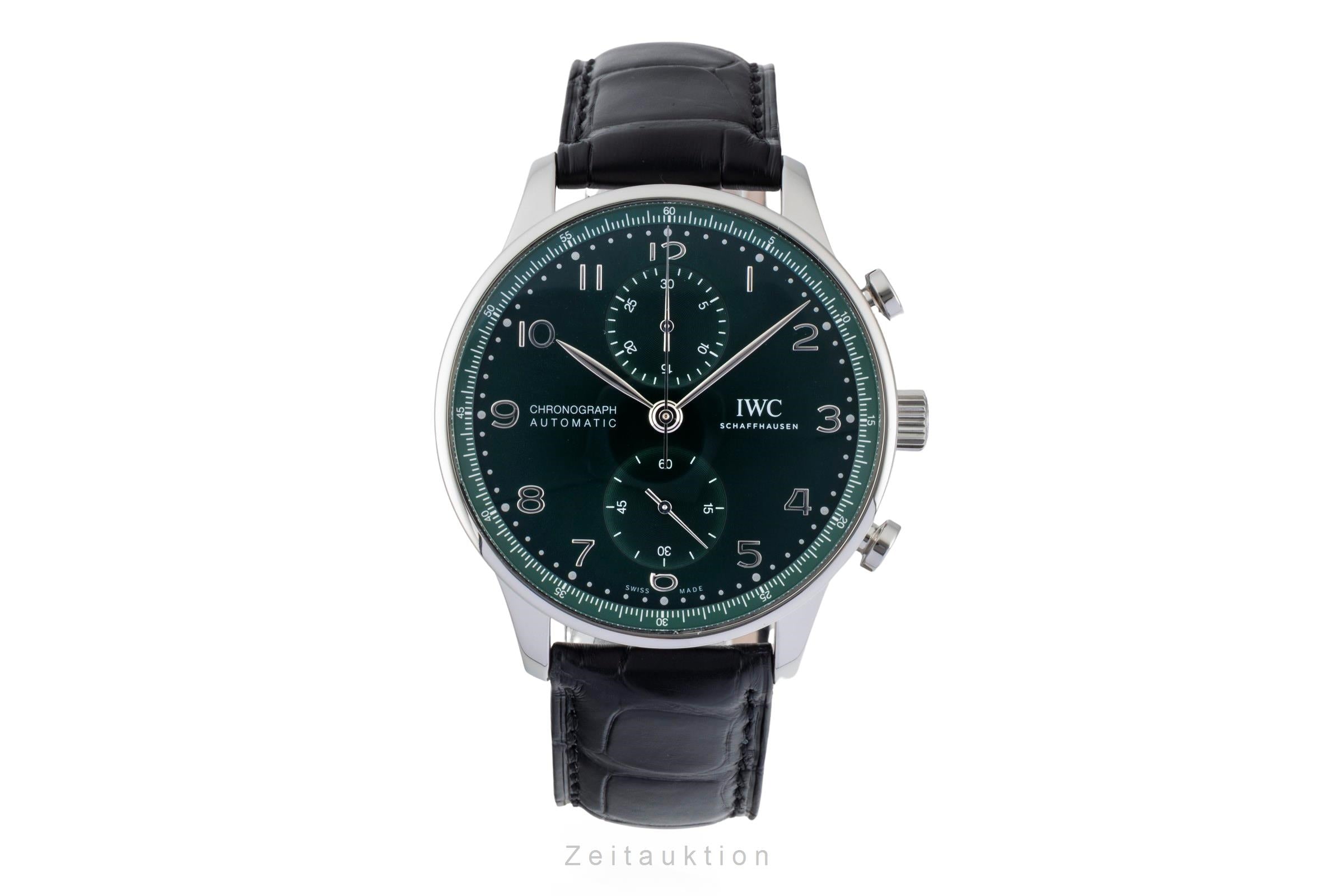IWC Portugieser Chronograph Green Dial Stahl Automatik Herrenuhr IW371615  [2601269]
