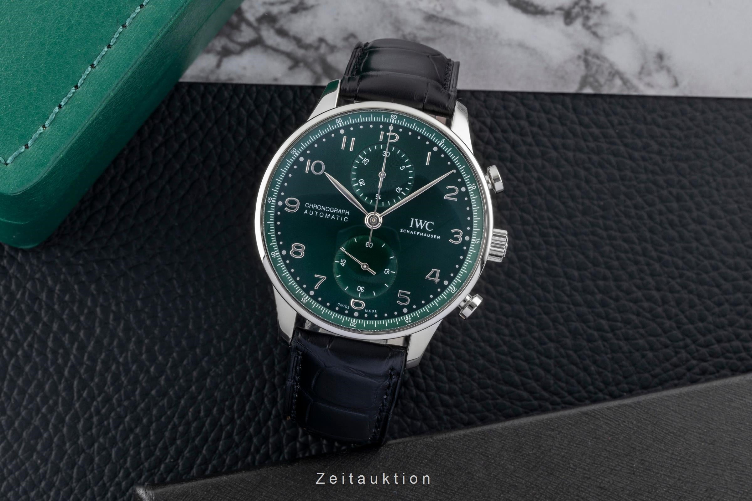 IWC Portugieser Chronograph Green Dial Stahl Automatik Herrenuhr IW371615  [2601269]