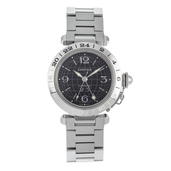 Cartier Pasha C GMT Big Date Automatik Stahl Herrenuhr Ref. W31049M7  [2601362]