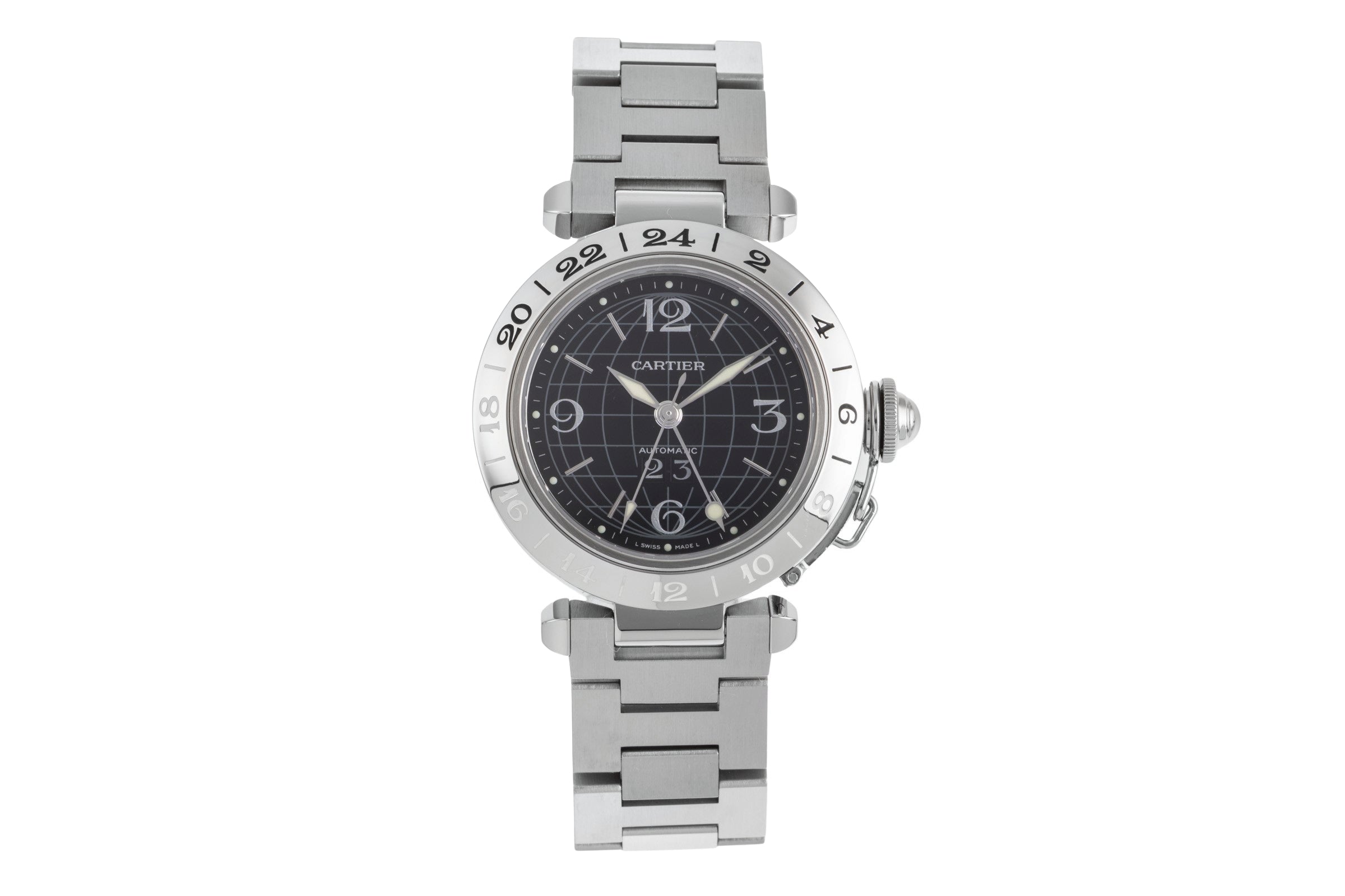 Cartier Pasha C GMT Big Date Automatik Stahl Herrenuhr Ref. W31049M7  [2601362]